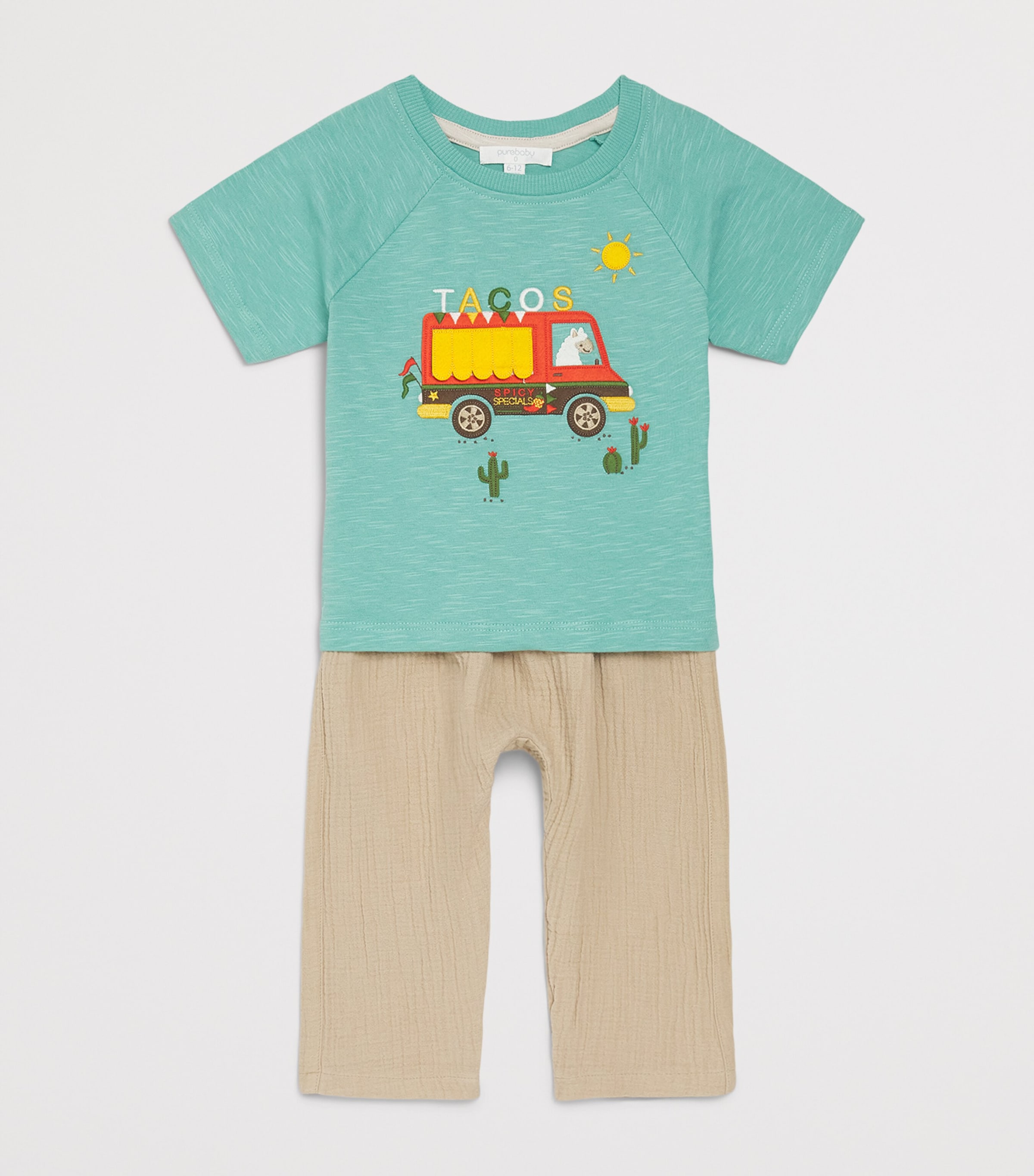 Purebaby Organic Cotton Taco Truck T-Shirt (0-12 Months) Iguna Image 3