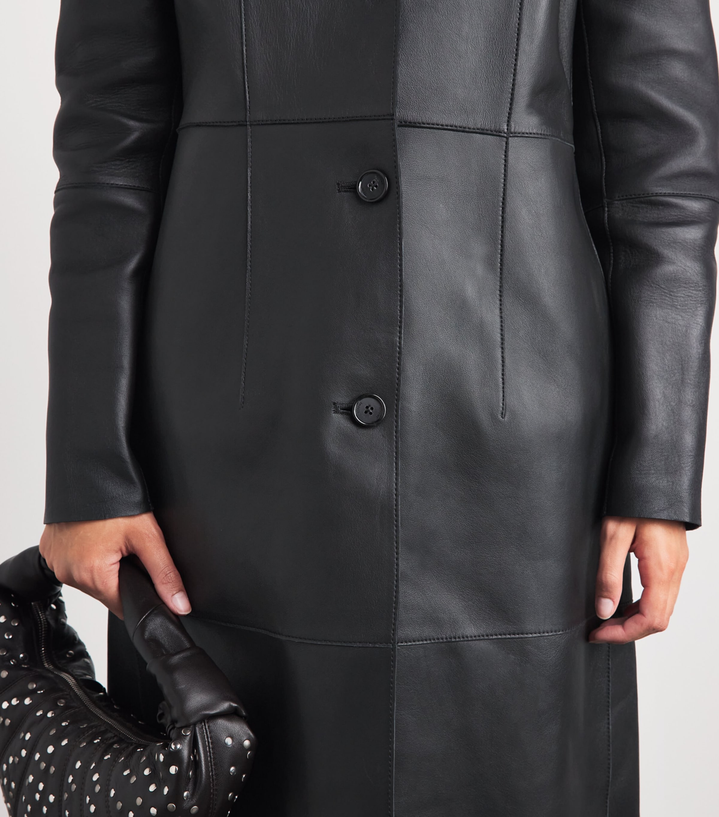 Toteme Womens Leather Trench Coat Black Image 3