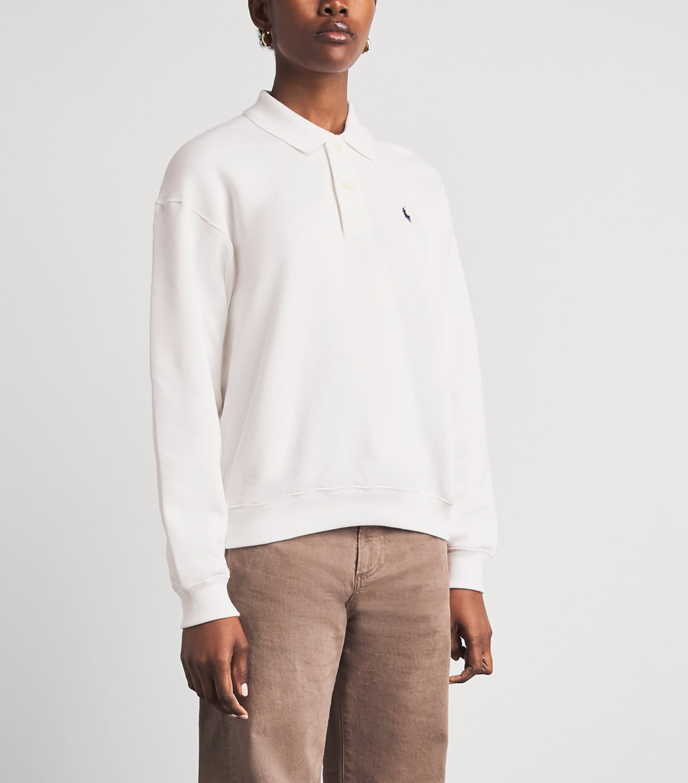 Polo Ralph Lauren Womens Fleece Polo Sweatshirt White Image 4