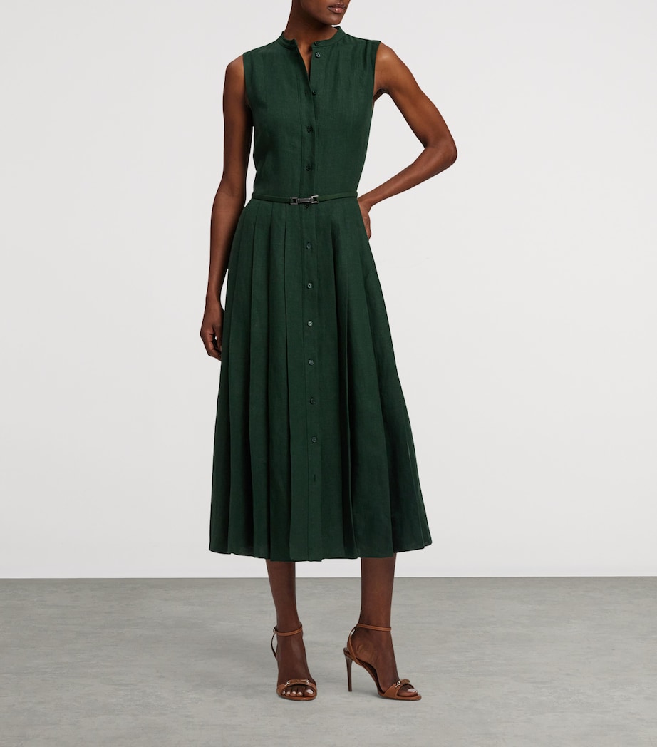 Linen Sleeveless Midi Dress DARK RACING GREEN Image 9