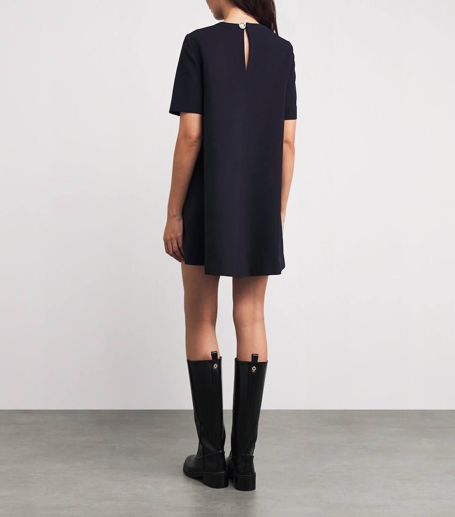 Crepe Trapeze Mini Dress NAVY Image 3