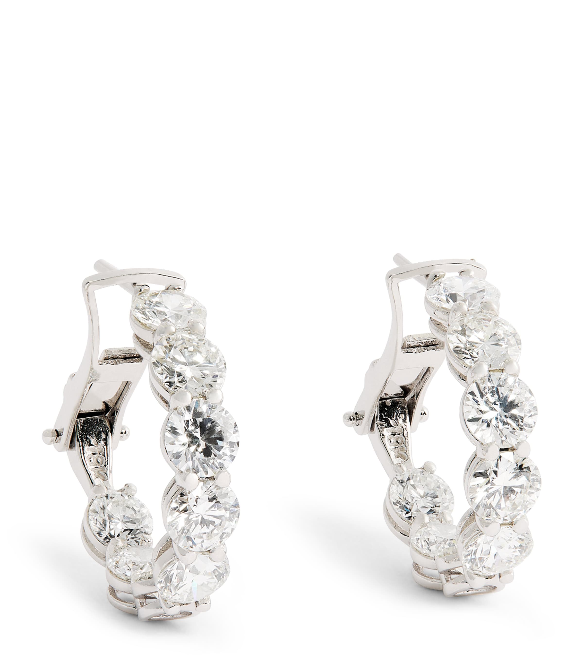 White Gold and Diamond Hoop Earrings (4.54ctw) WHITE GOLD Image 1