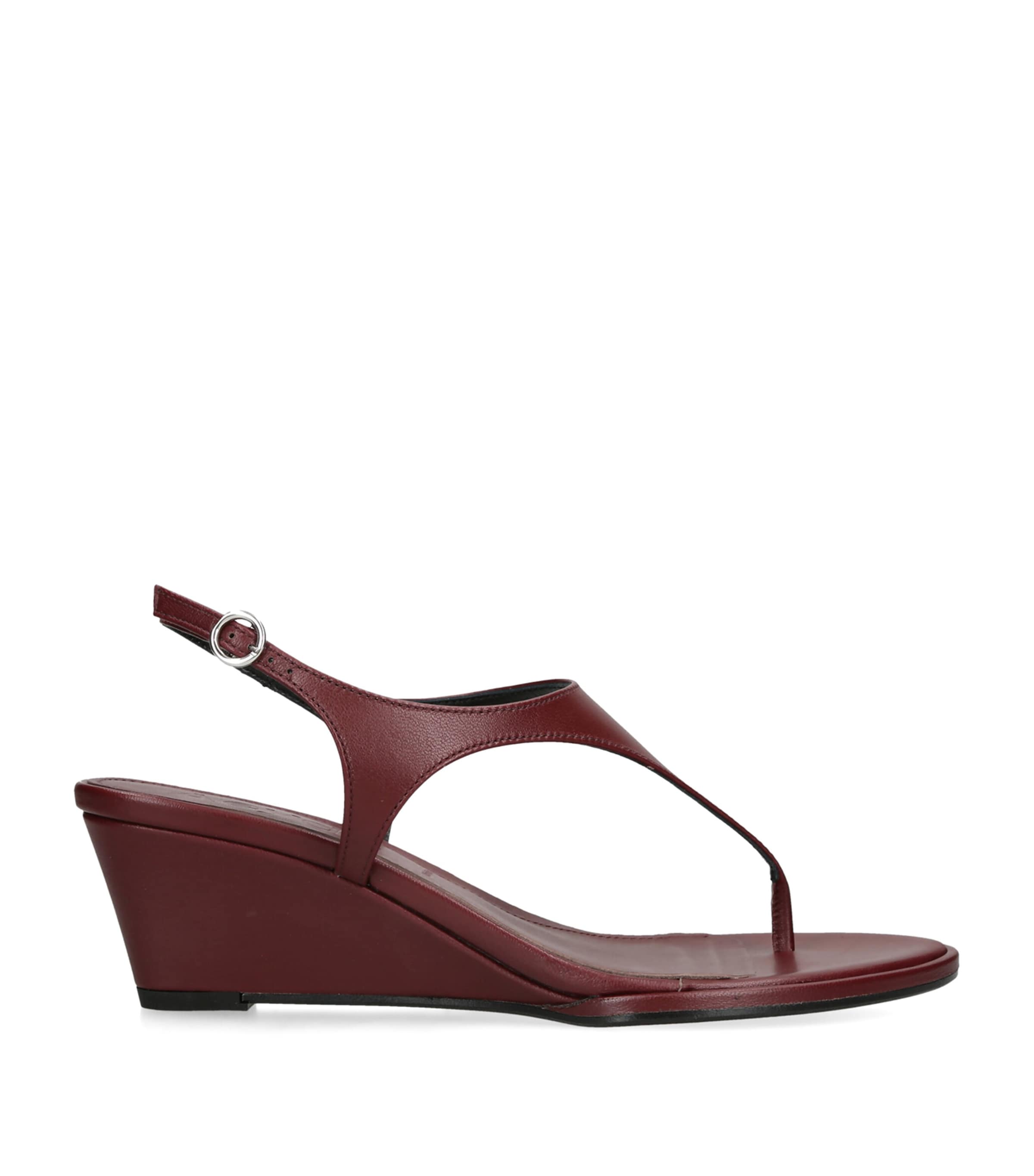aeyde Leather Roose Wedge Sandals 55 Wine Image 1