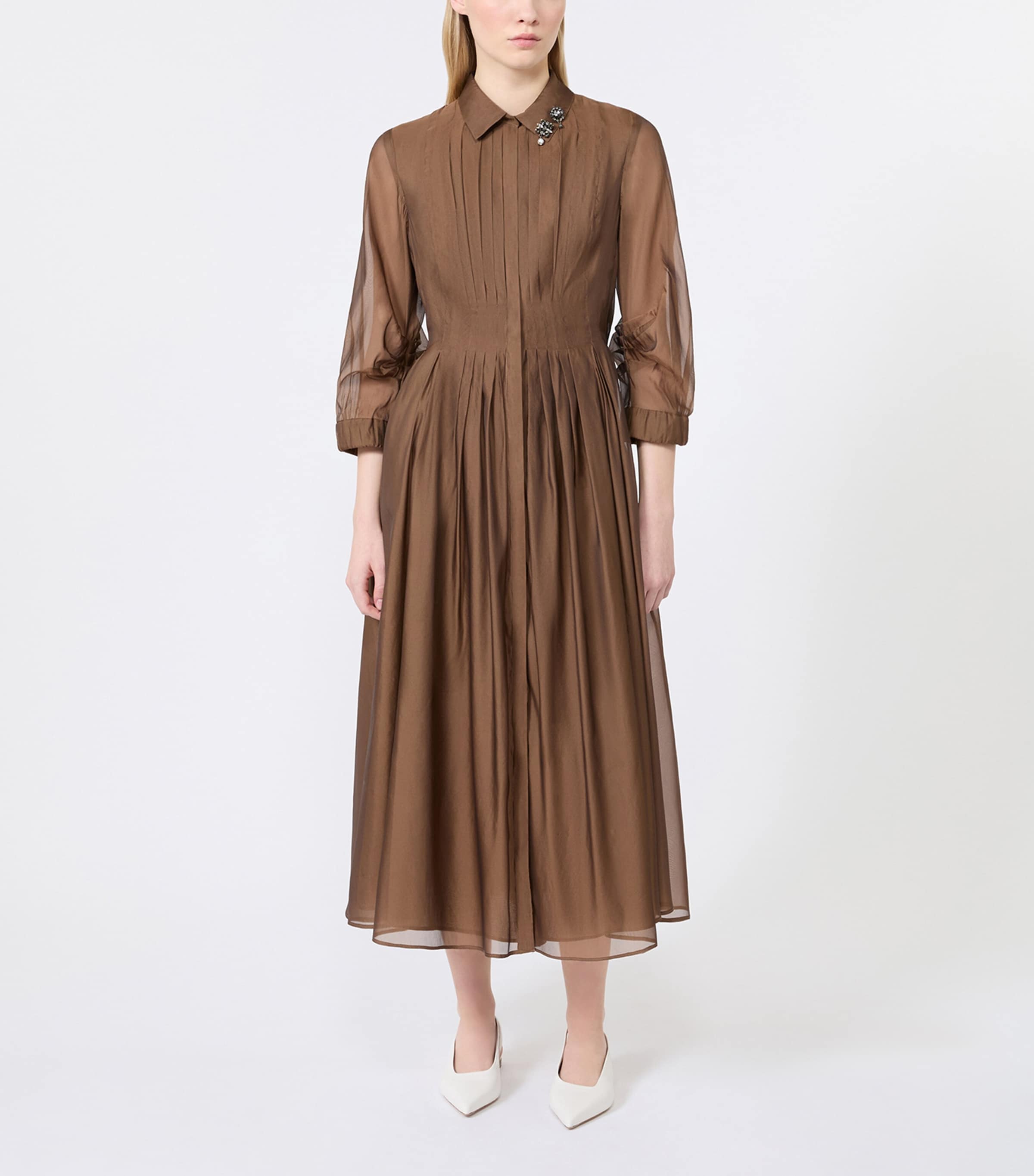 max mara gold dress Max Mara Sequinned Sheath Dress - Hazelnut Brown
