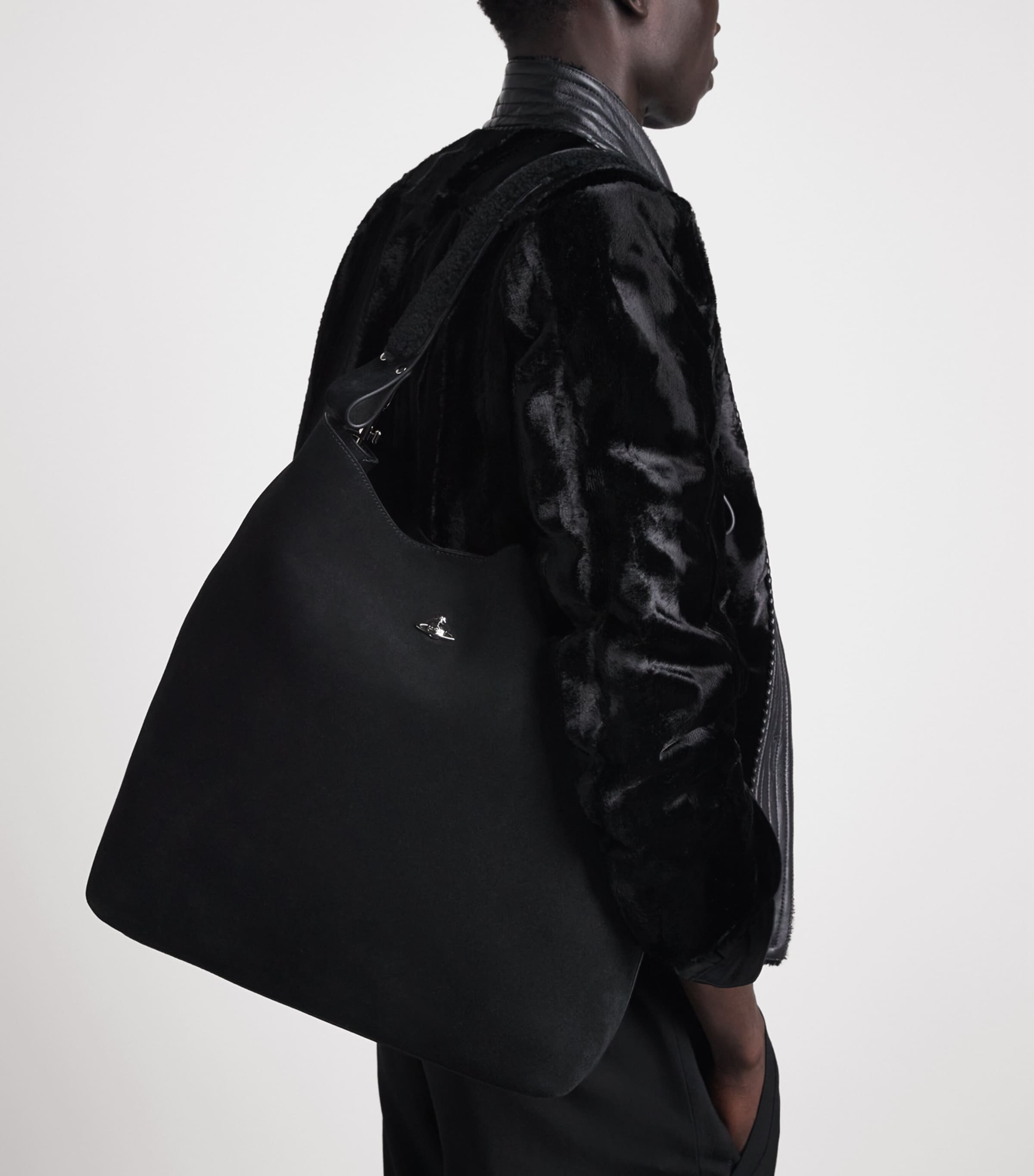 Vivienne Westwood Black Large Suede Lottie Shoulder Bag | Harrods IN