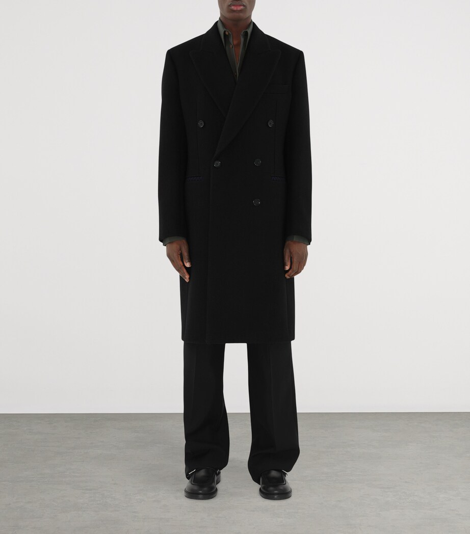 Wool Double-Breasted Tailored Coat BLACK Image 2