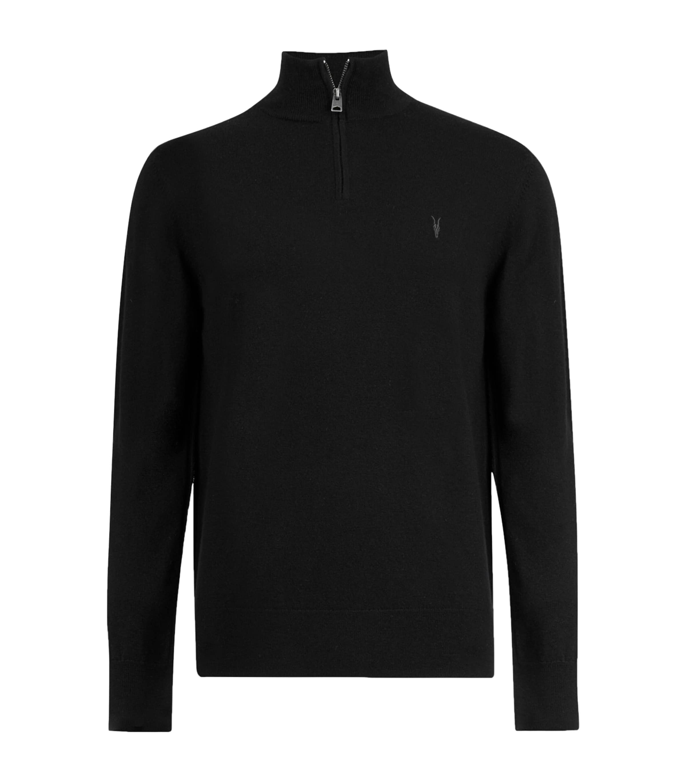 Allsaints Kilburn Quarter-zip Sweater In Black