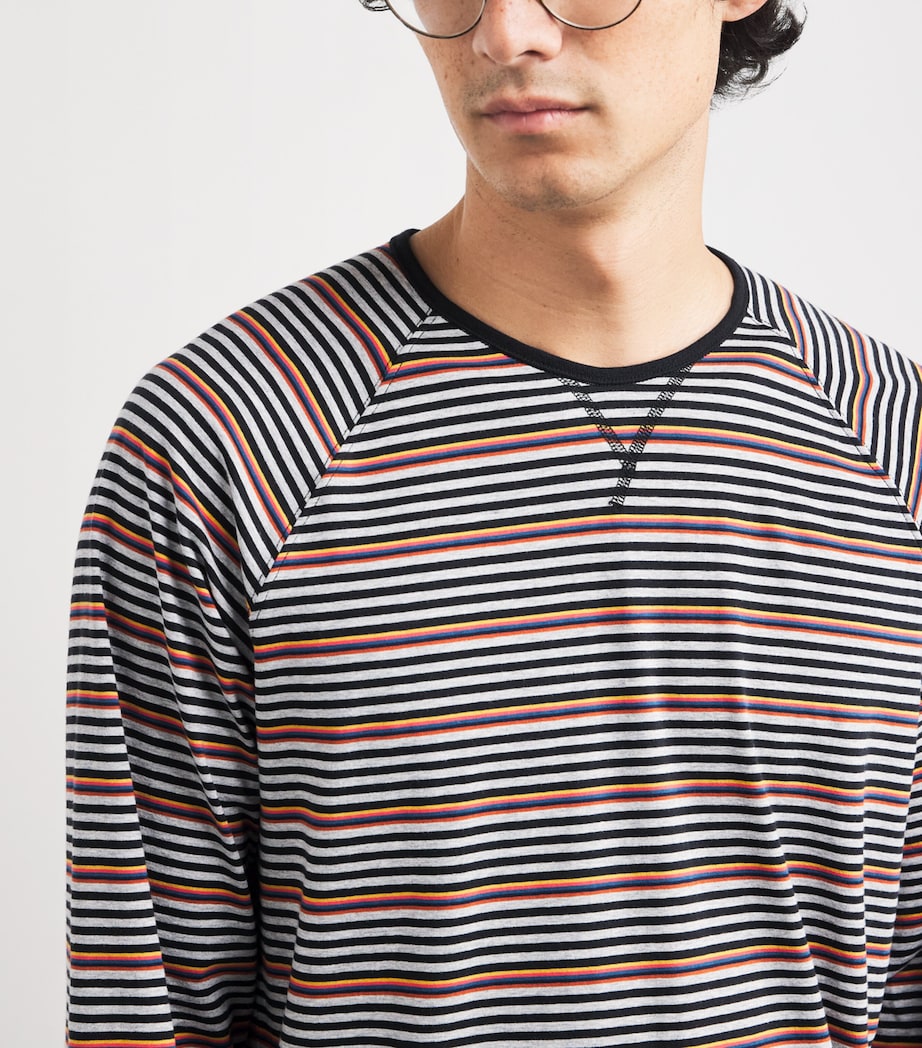 Stretch-Cotton Artist Stripe Hoxton Lounge T-Shirt BLACK Image 6