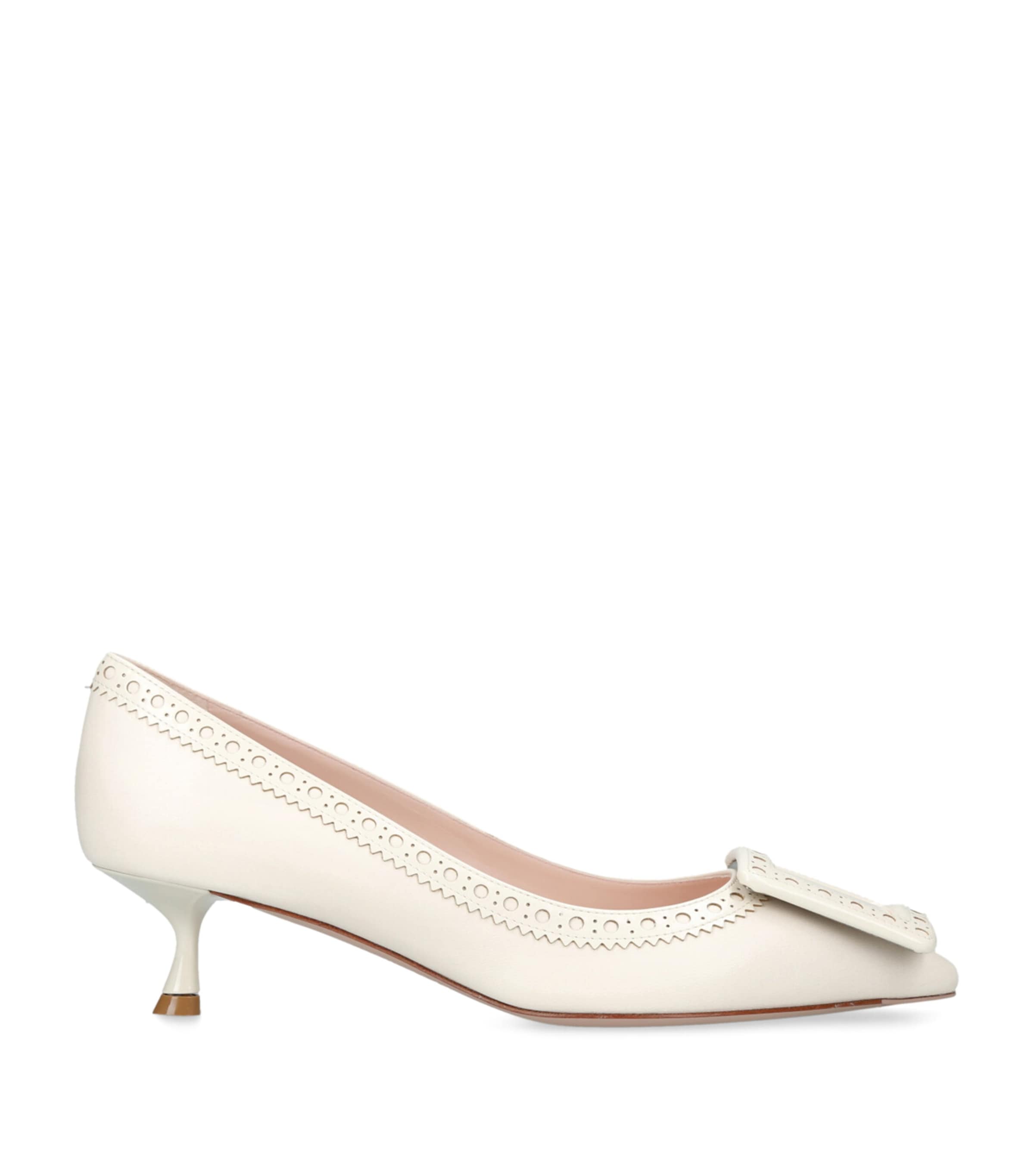 Roger Vivier Cire White Lamb Leather Viv In The City Perforated 45 Decollete Pumps In White