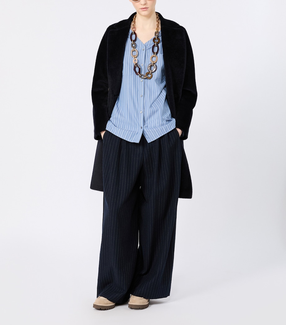Max Mara Womens Cotton Stripe Shirt Light Blue Image 2