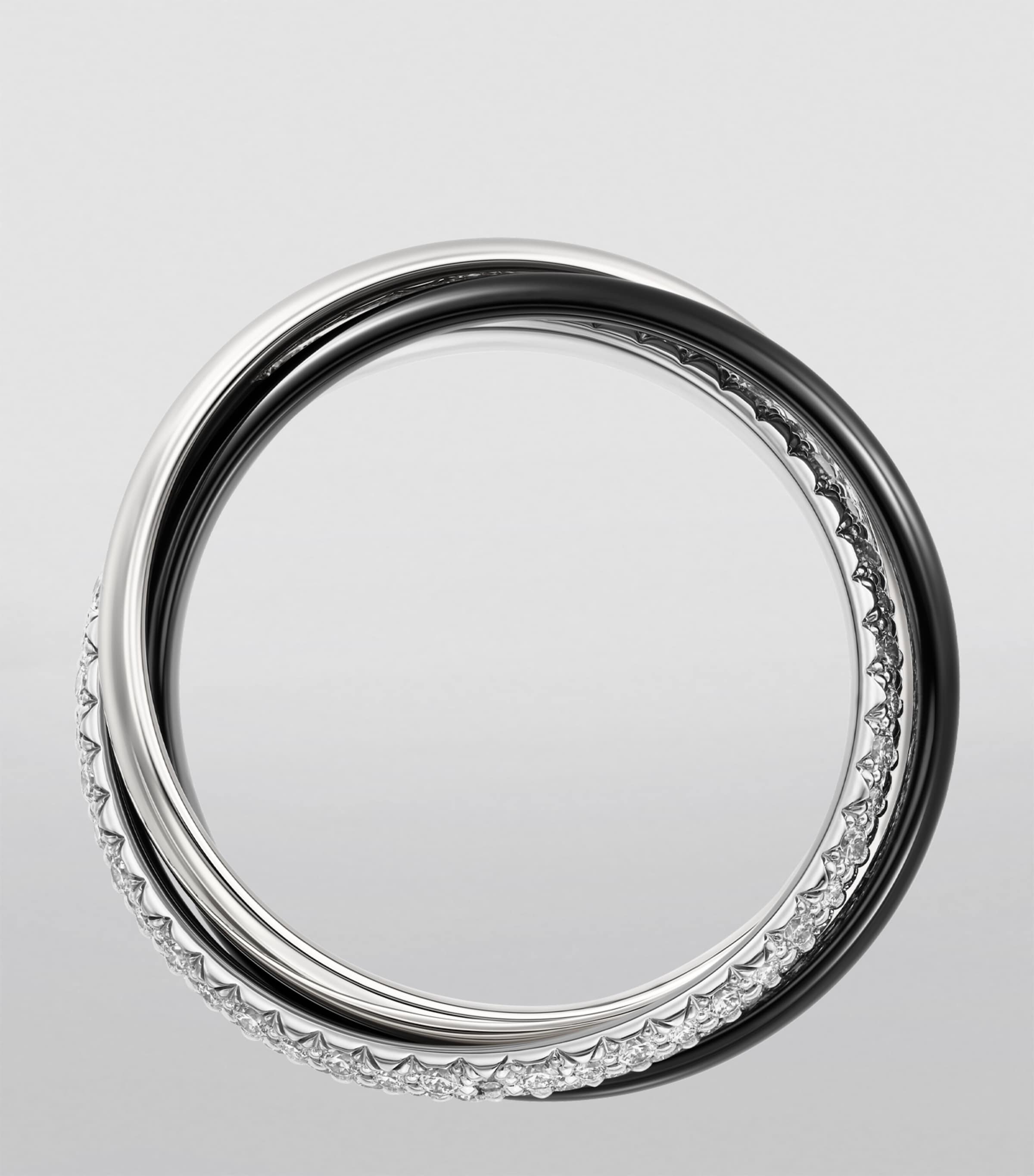 Small White Gold, Ceramic and Diamond Trinity Ring WHITE GOLD Image 2