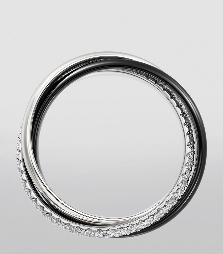 Small White Gold, Ceramic and Diamond Trinity Ring WHITE GOLD Image 2