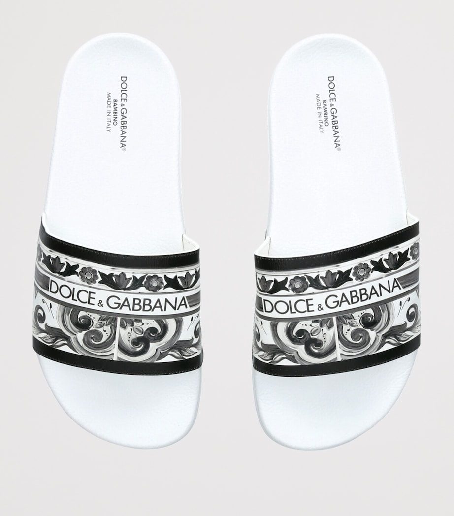 Leather Majolica Slides WHITE/BLK Image 4