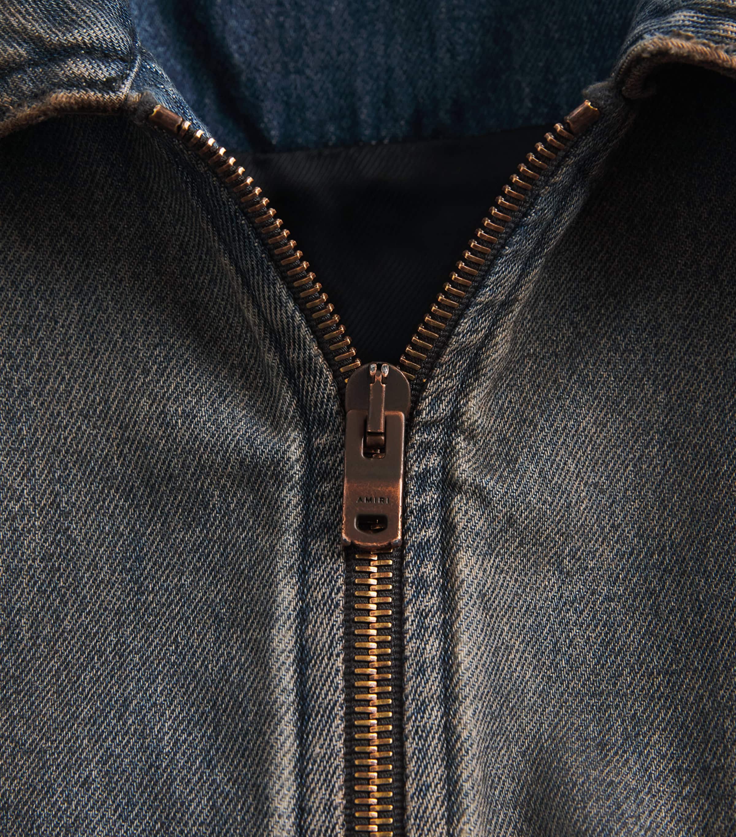 AMIRI Mens Lea Bones Denim Jacket Dark Dust Image 6