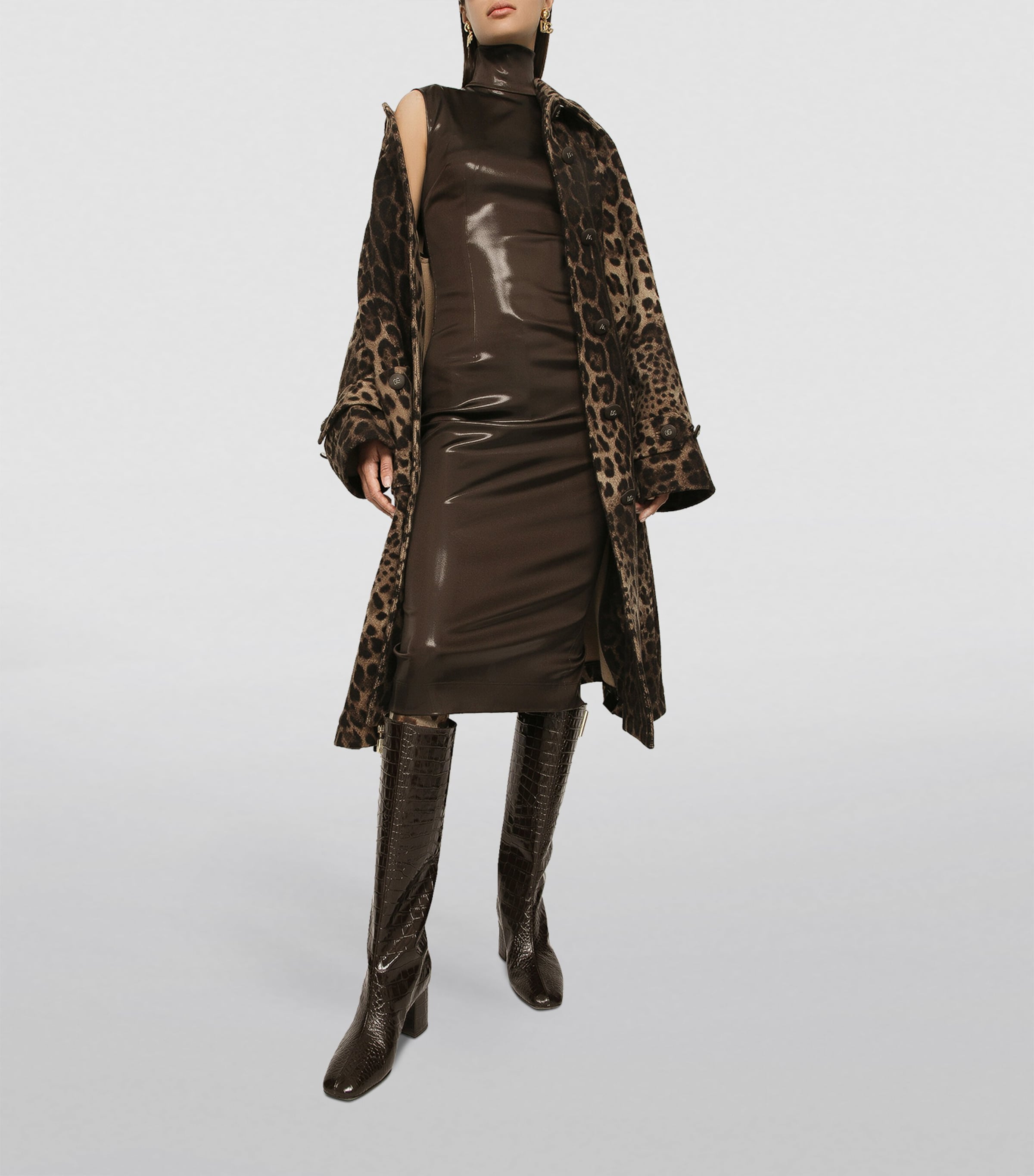 Wool-Silk Leopard Print Coat HY13M-LEO NEW Image 2