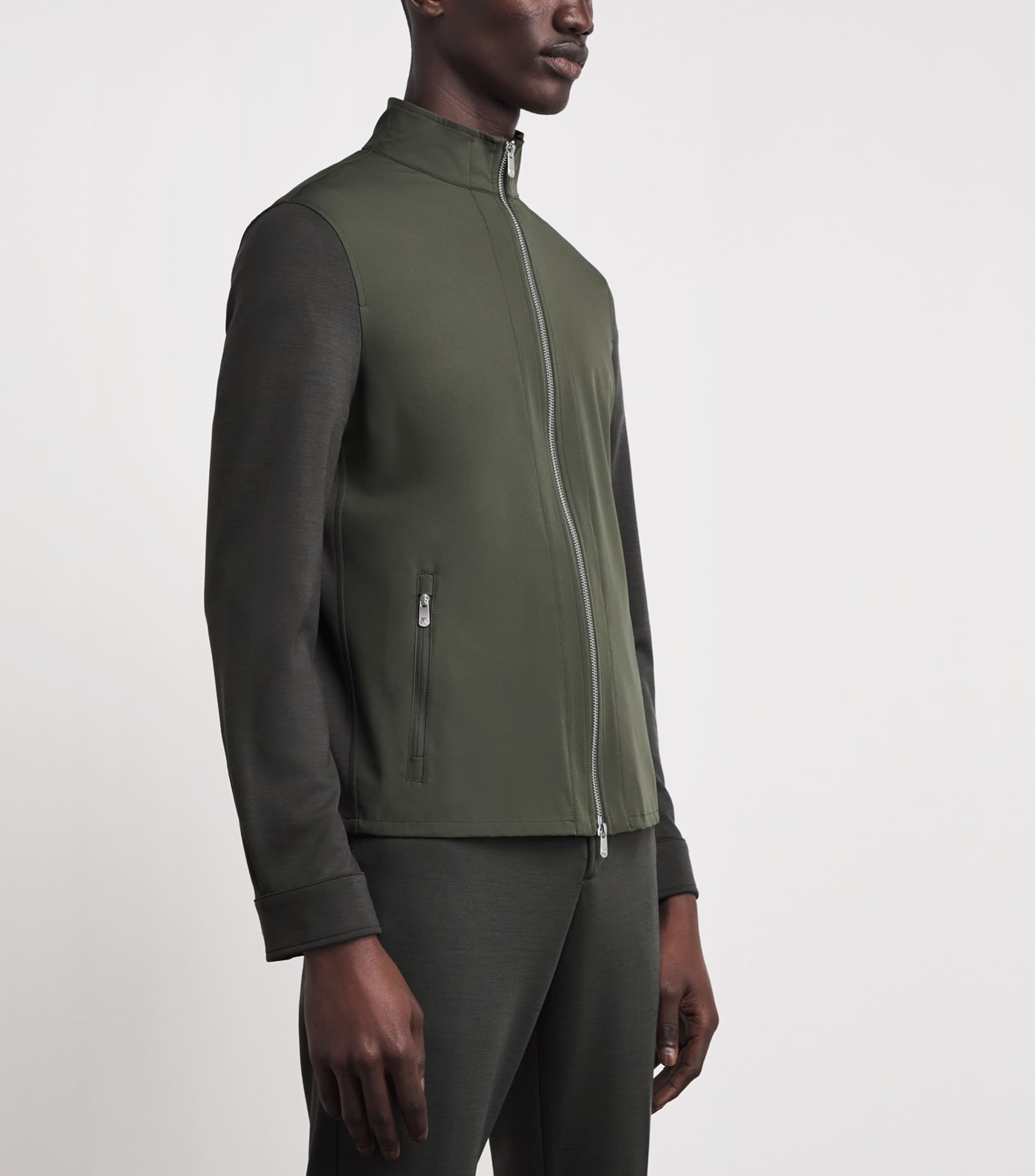 Marco Pescarolo Mens Hybrid Jersey Jacket Green Image 4
