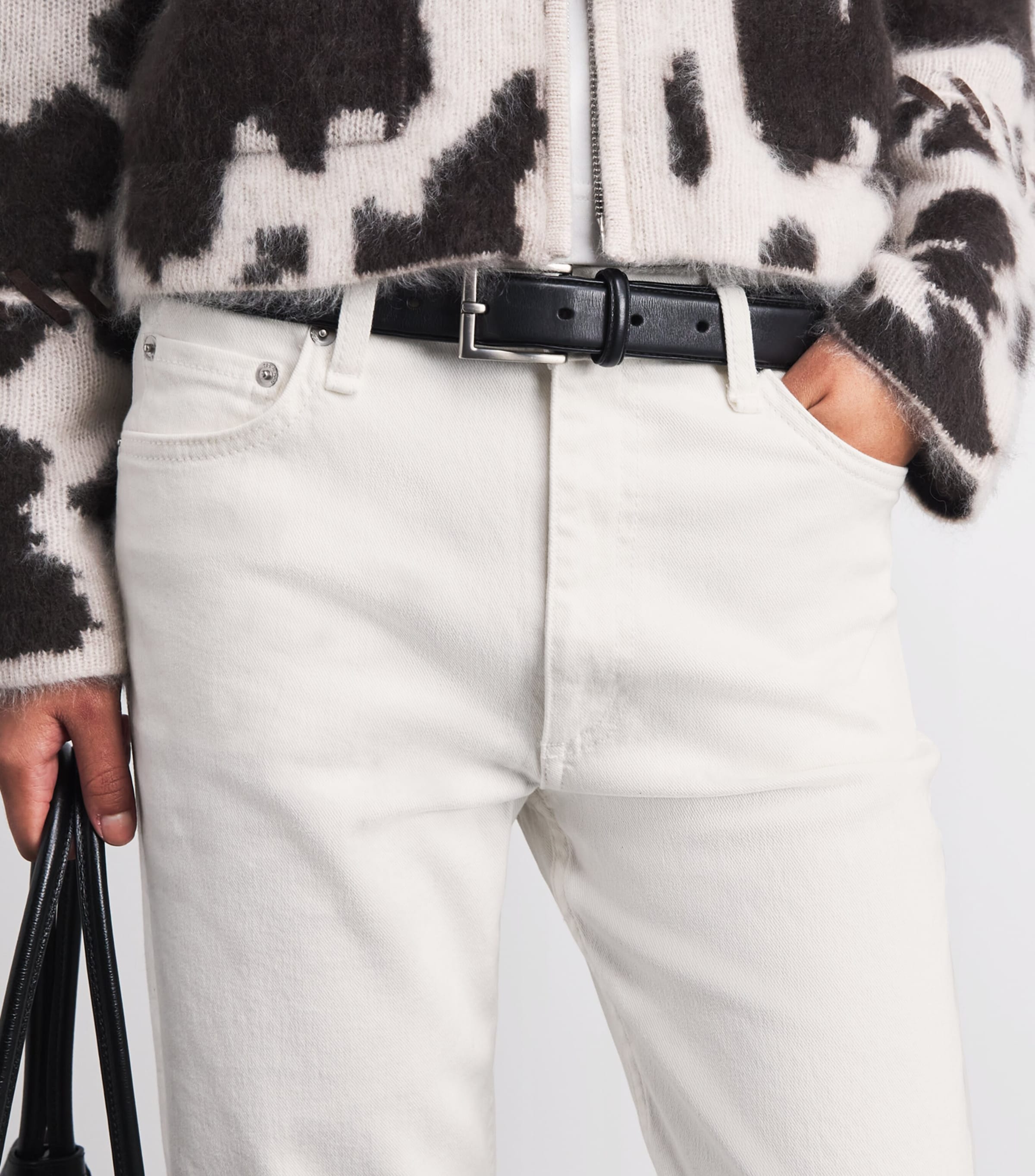 Rag & Bone Womens Harlow Mid-Rise Straight Jeans White Image 3
