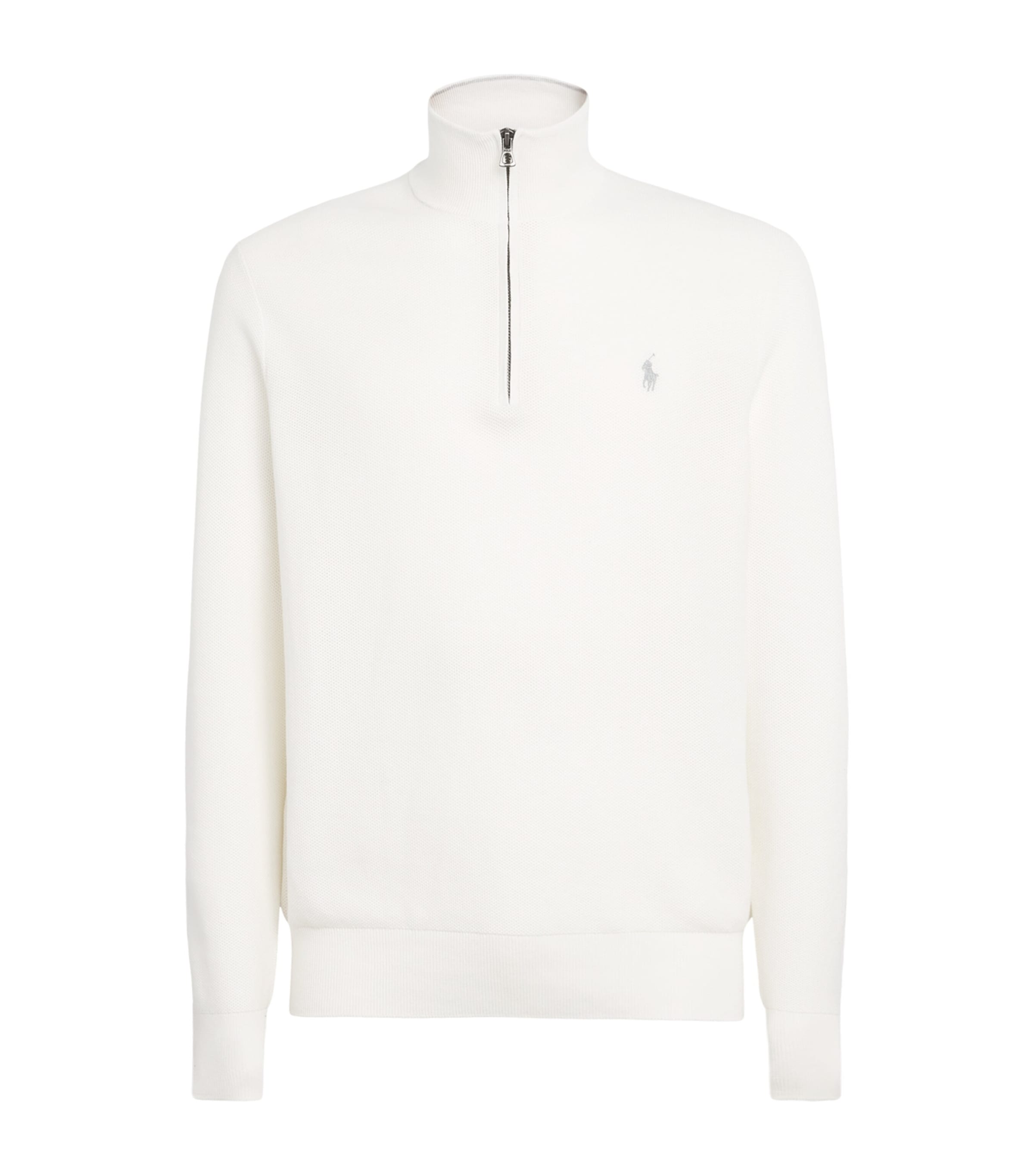 Polo Ralph Lauren Mens Cotton Mesh Quarter-Zip Sweatshirt Deckwash White Image 1