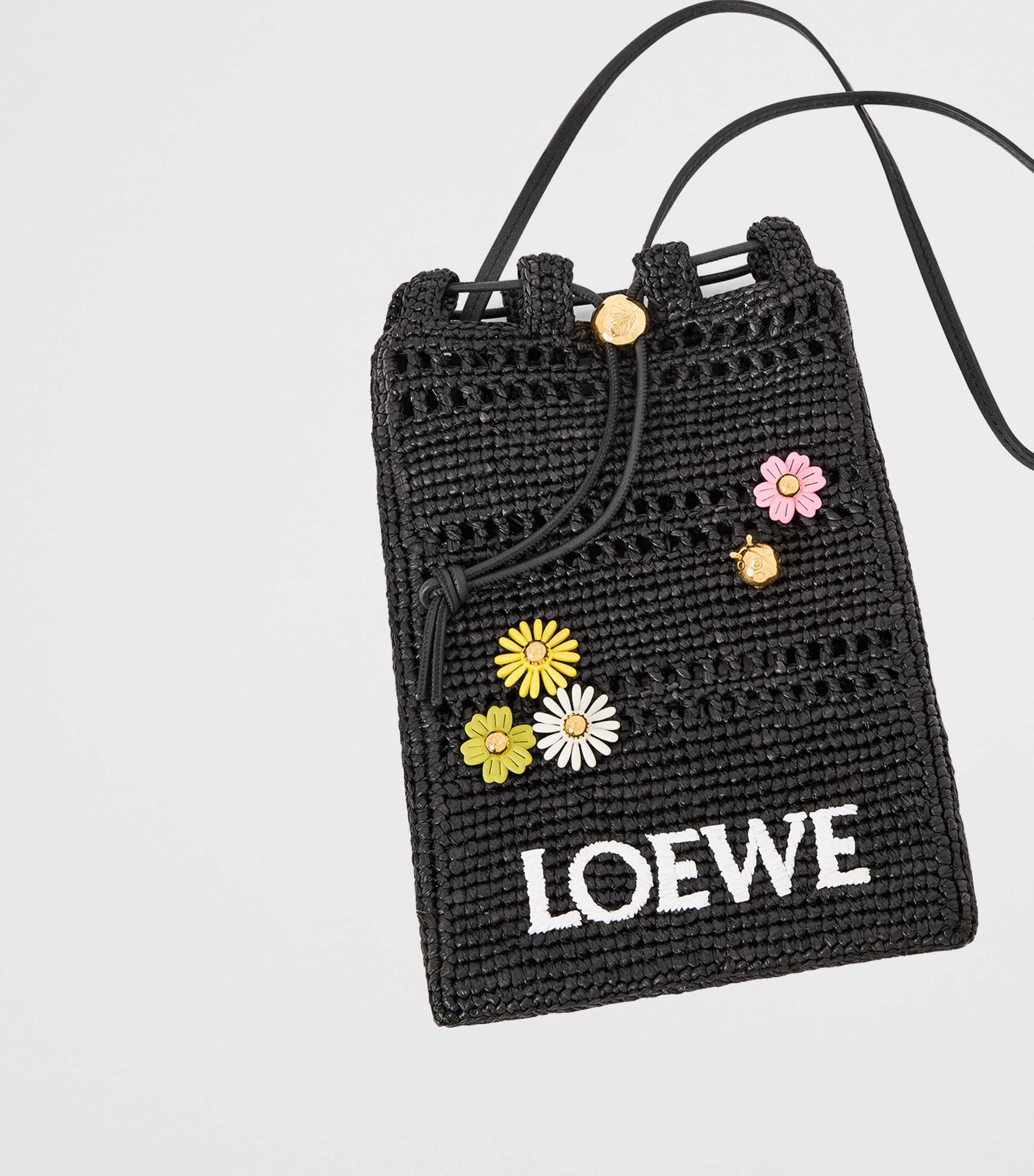 x Paula's Ibiza Leather-Trim Flower Pin WHITE Image 6