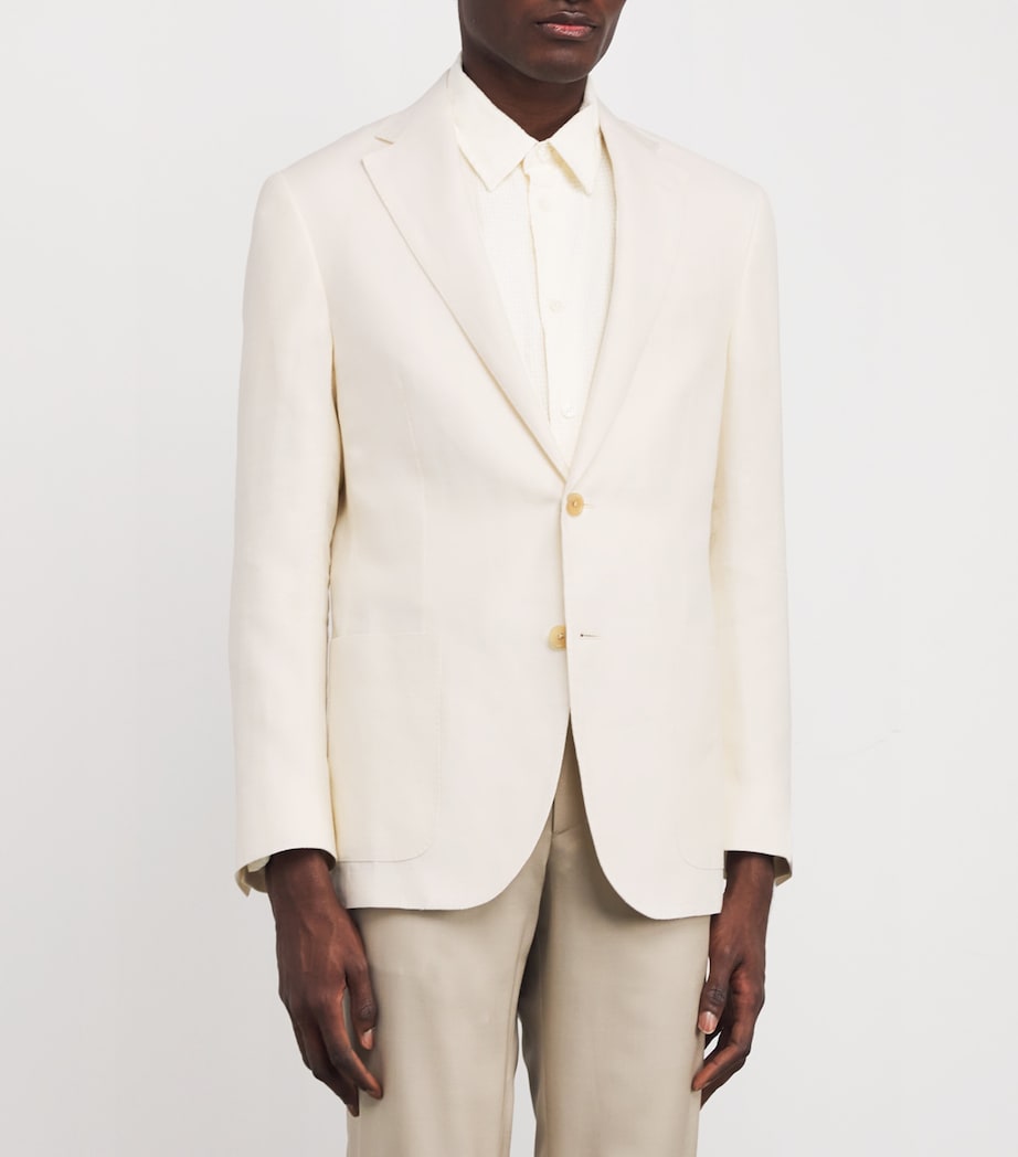Linen-Virgin Wool Blazer 73 NATURAL/WHITE Image 3