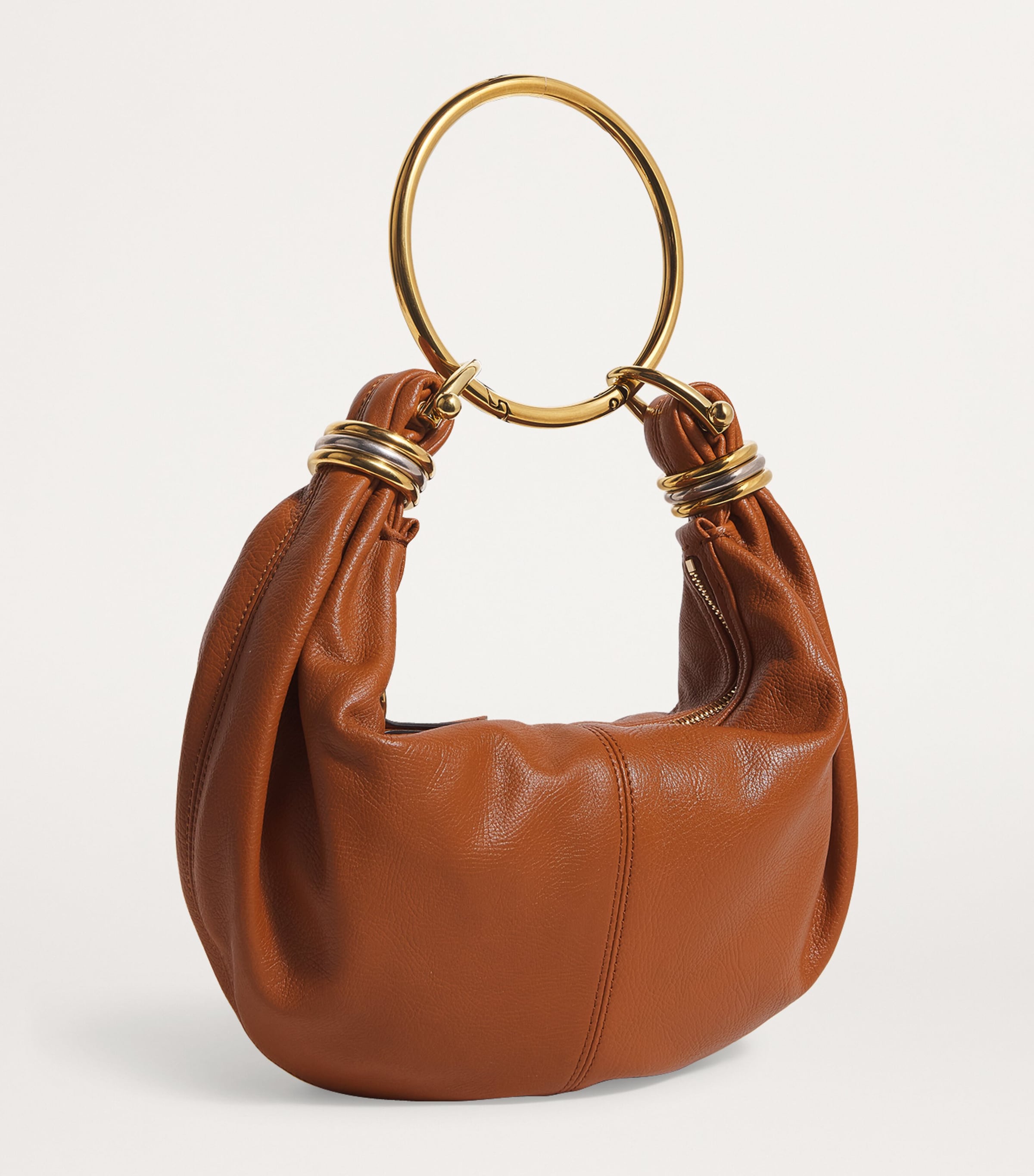 Small Leather Bracelet Hobo Bag CLAY BROWN Image 3