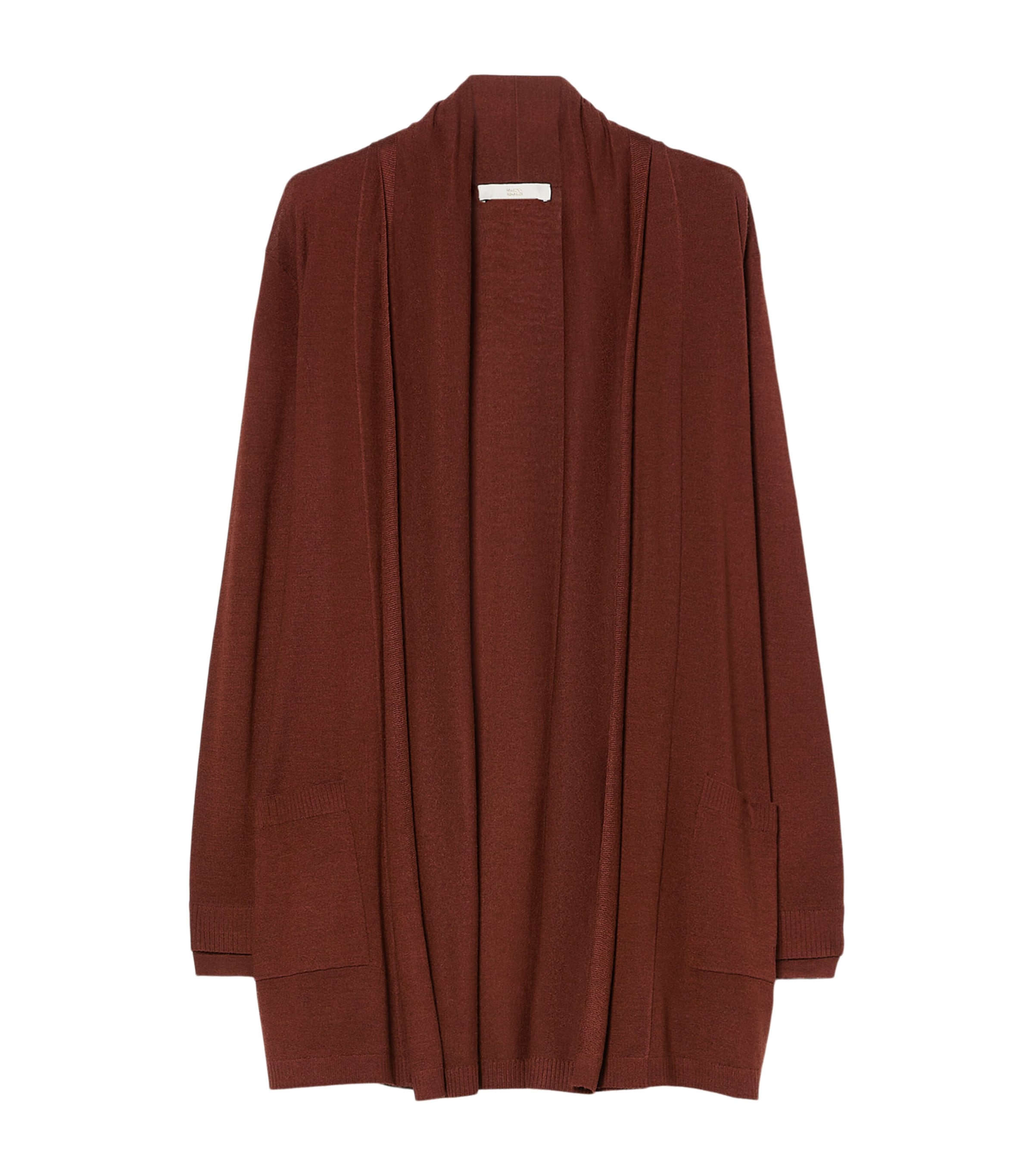 Marina Rinaldi Womens Wool-Silk Waterfall Cardigan Brick Red Image 1