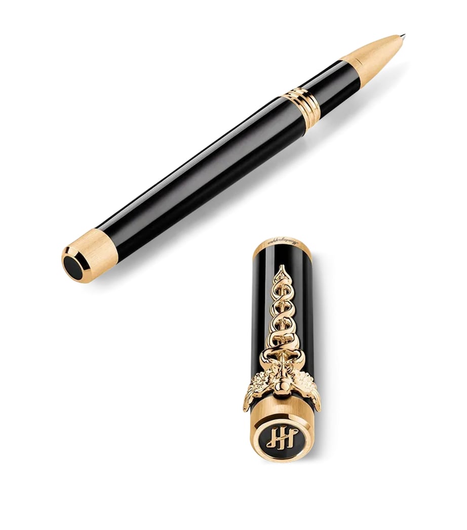 Montegrappa Zero Caduceus Rollerball Pen Black/yellow Gold Image 4