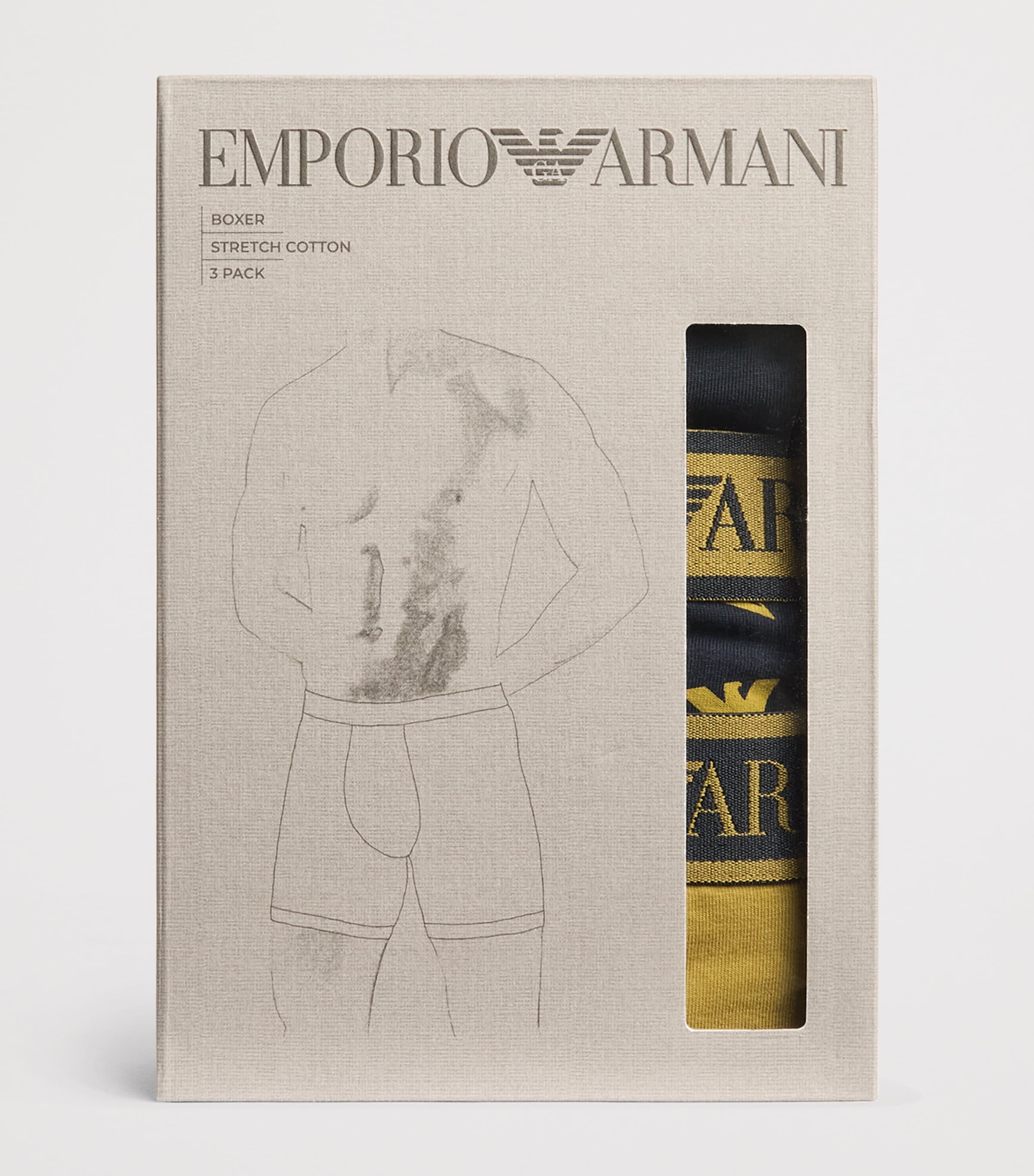 Emporio Armani Mens Stretch-Cotton Logo Boxer Briefs (Pack of 3) Blu/blumo Image 4