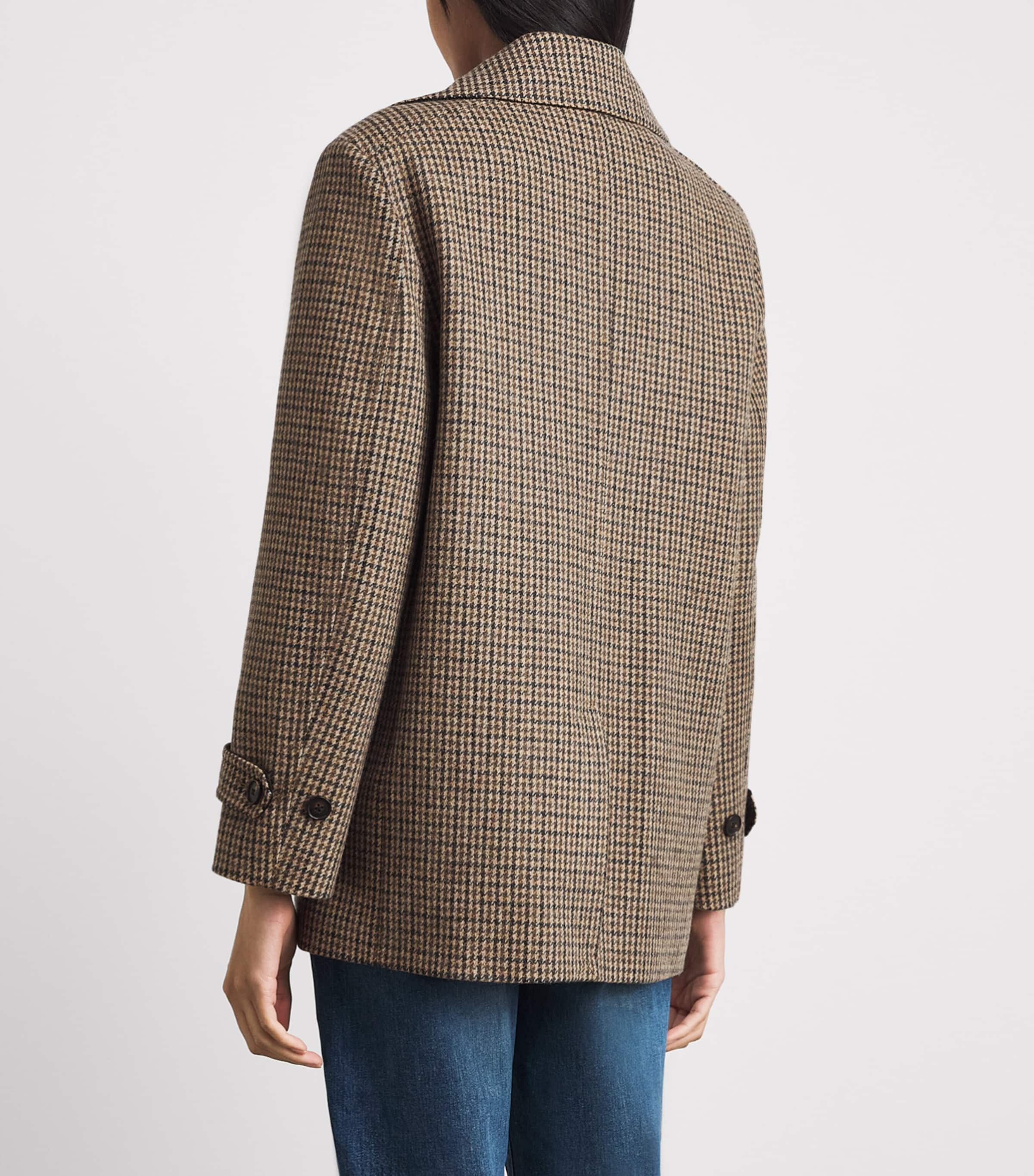 ME+EM Womens Wool-Blend Houndstooth Jacket Pecan Brown Multi Image 5