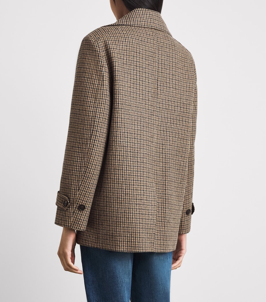 ME+EM Womens Wool-Blend Houndstooth Jacket Pecan Brown Multi Image 5
