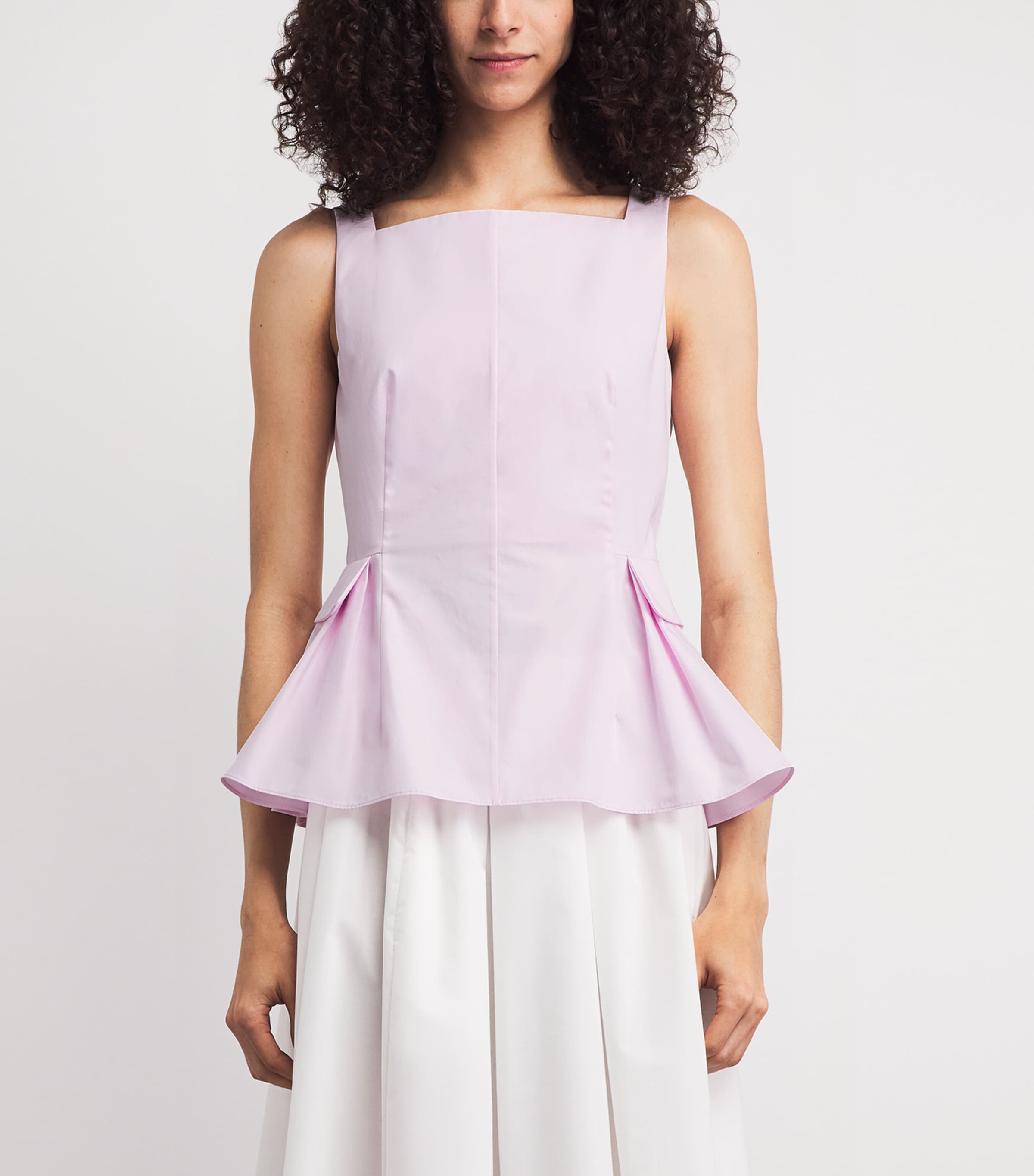 Adam Lippes Womens Cotton Soleil Peplum Top Pale Pink Image 4