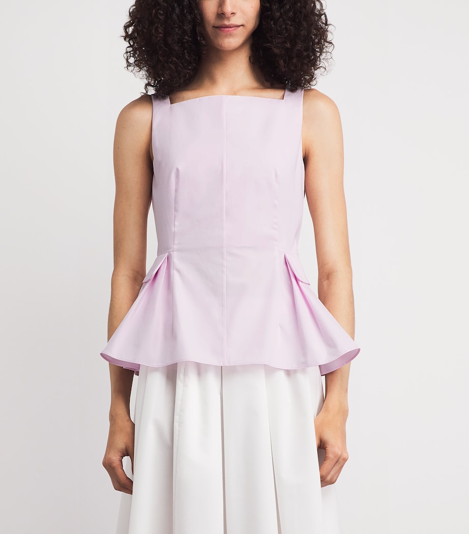 Adam Lippes Womens Cotton Soleil Peplum Top Pale Pink Image 4