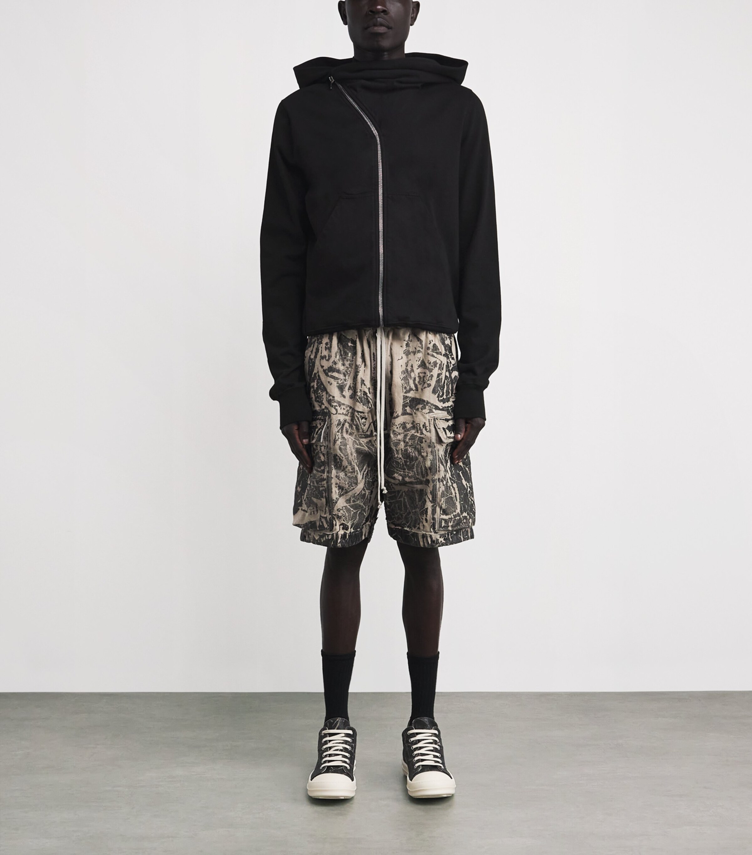 Rick Owens Black Cotton Mountain Hoodie | Harrods UK