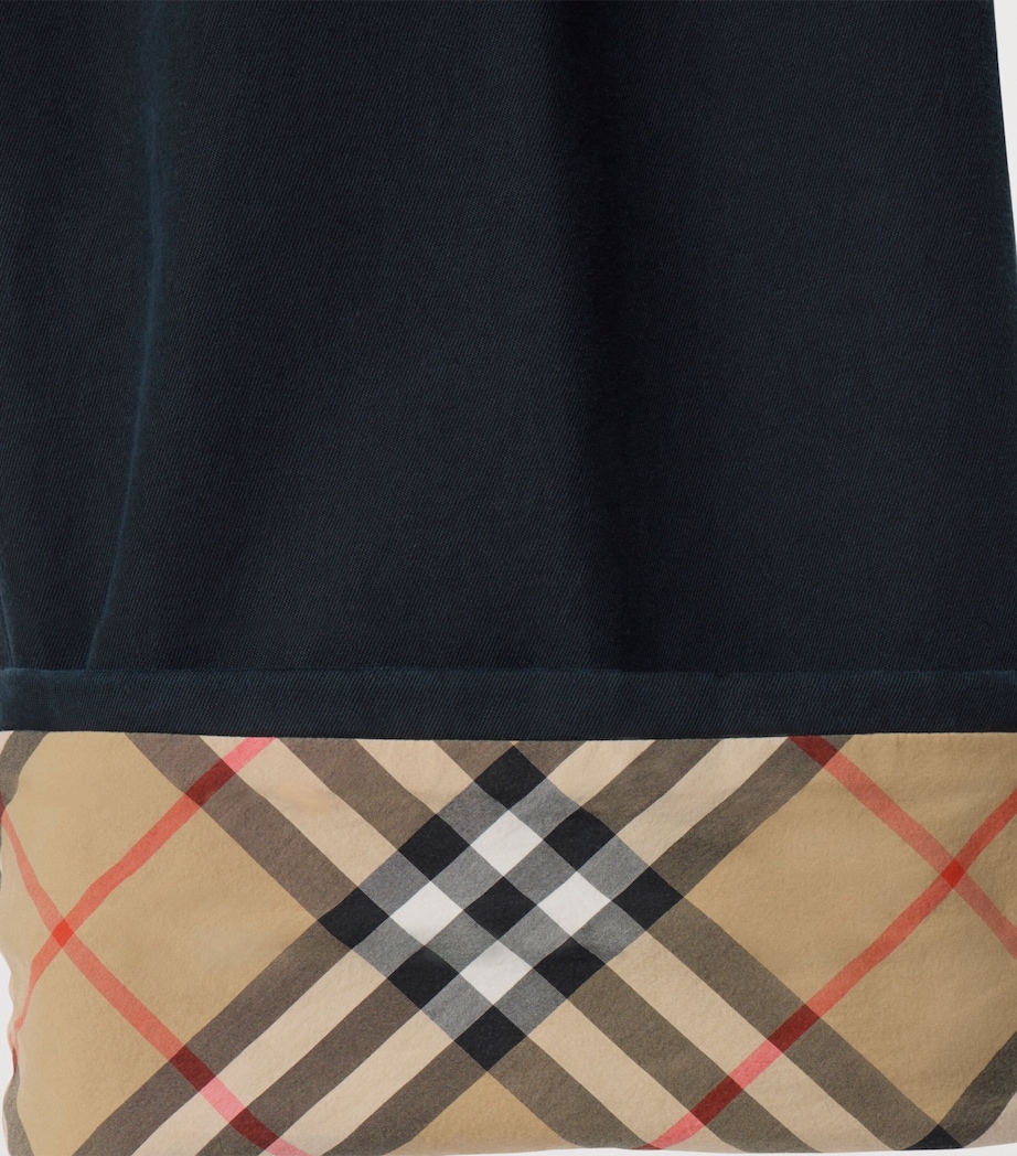 Cotton Gabardine Check-Lined Trousers NAVY Image 5