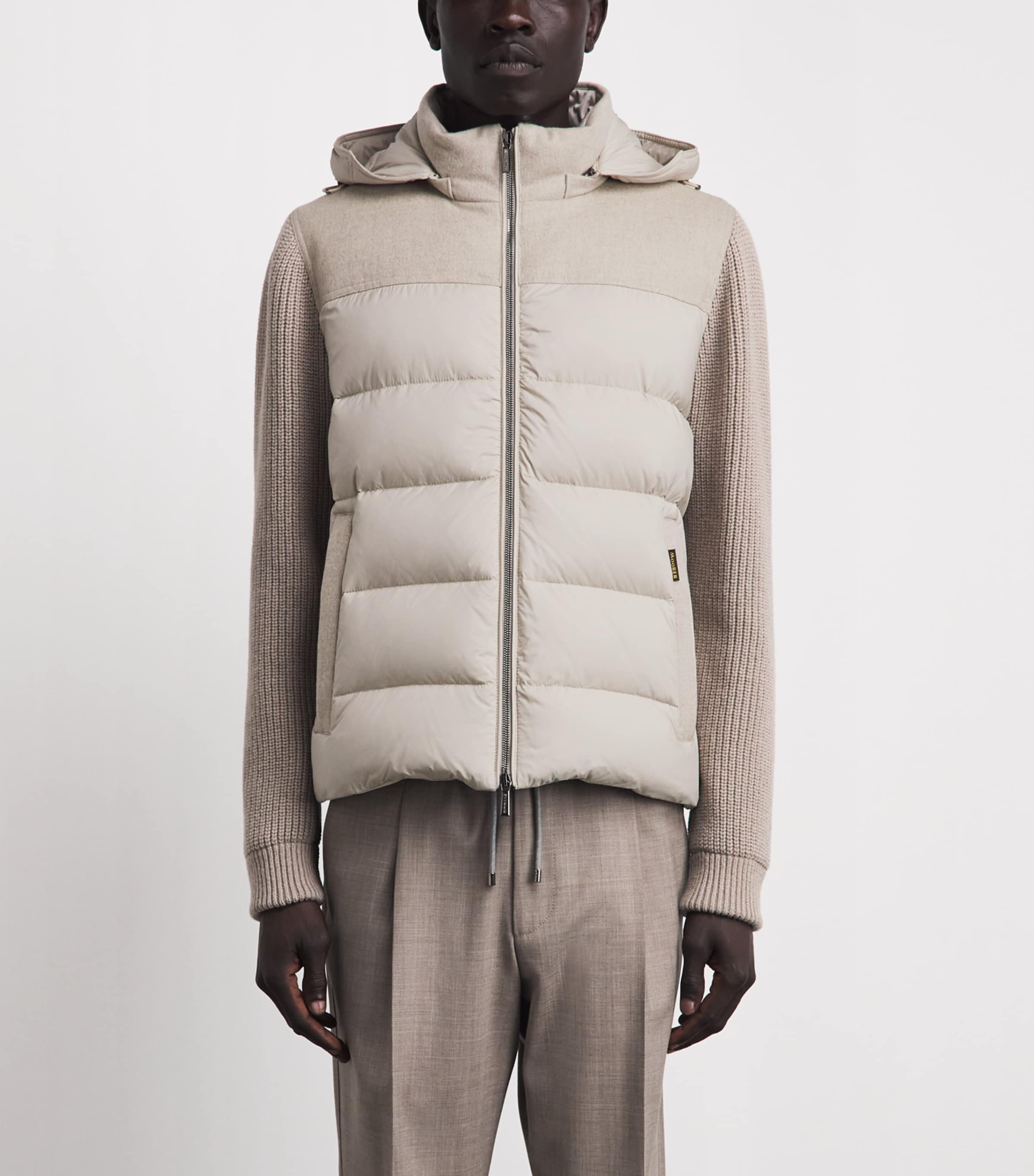 Moorer Mens Down Allori Hybrid Jacket Stone Image 4