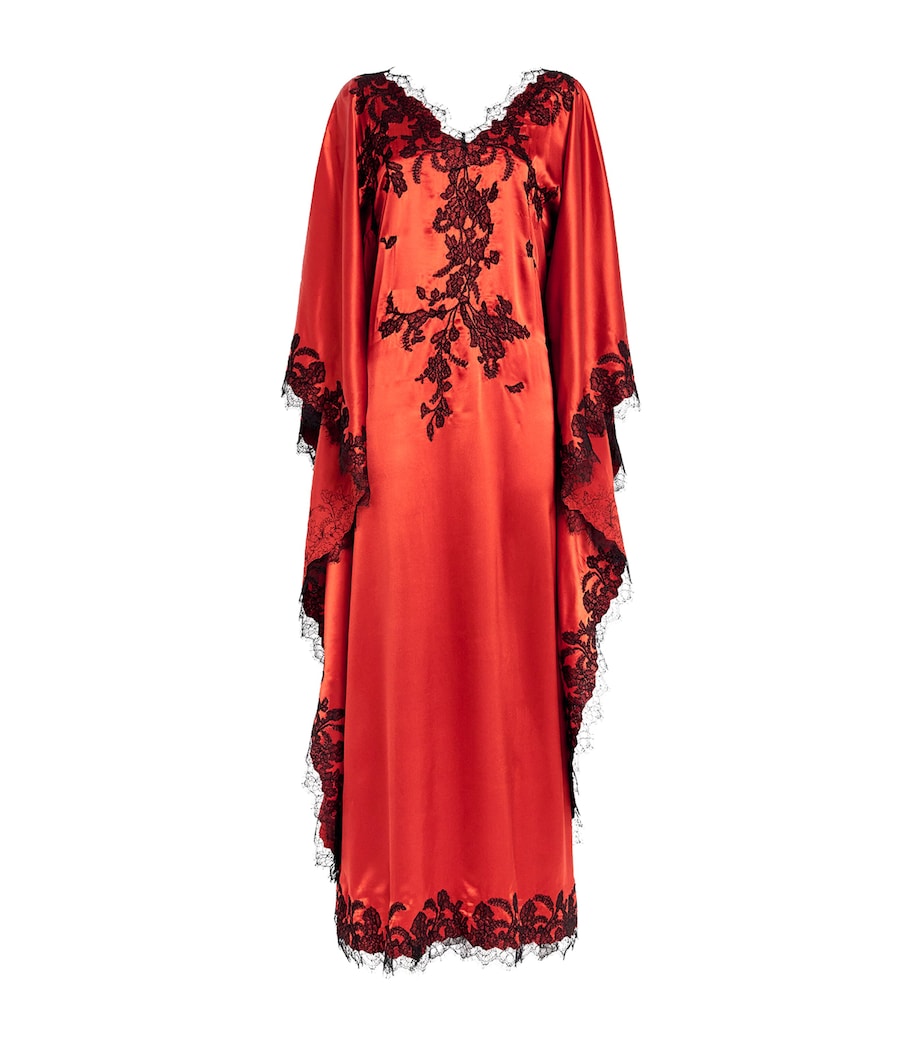 Silk Lace Tokoni Kaftan Nightdress SPICE/BLACK Image 1