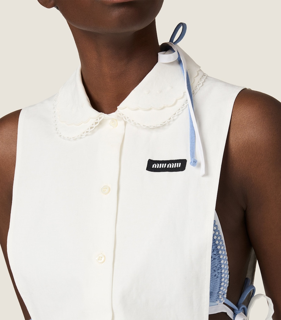 Miu Miu Womens Poplin Side-Tie Shirt White Image 6