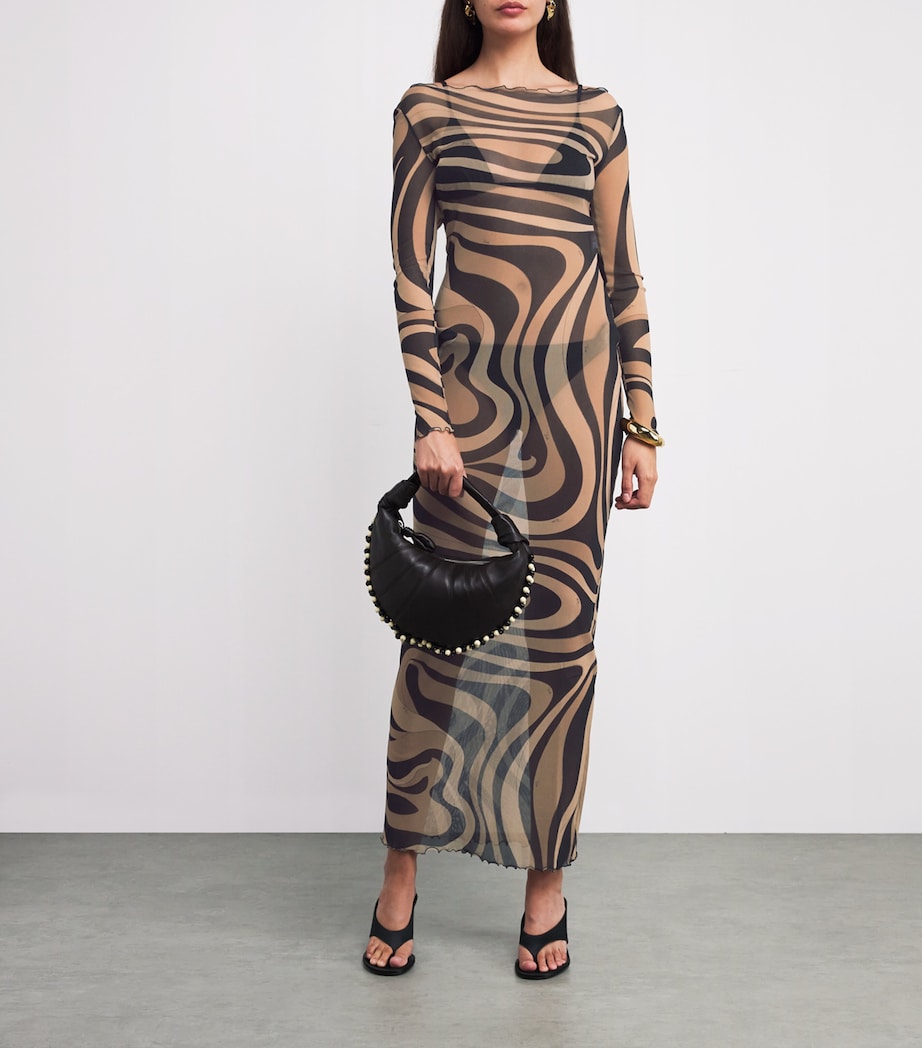 pucci dress mesh Emilio Pucci Earth Tones Sheer Mesh Maxi Dress