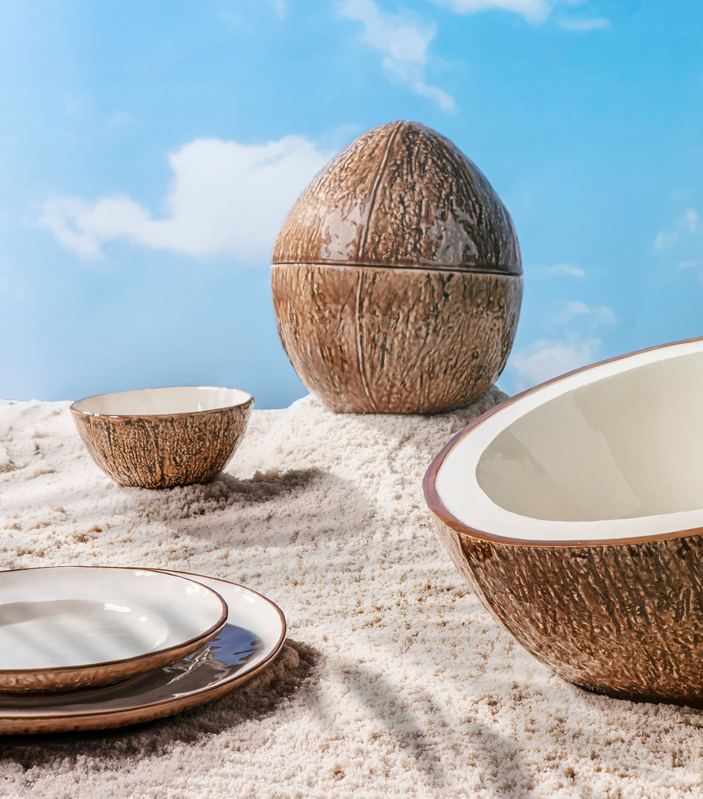 Coconut Salad Bowl (30cm) BROWN / WHITE Image 3