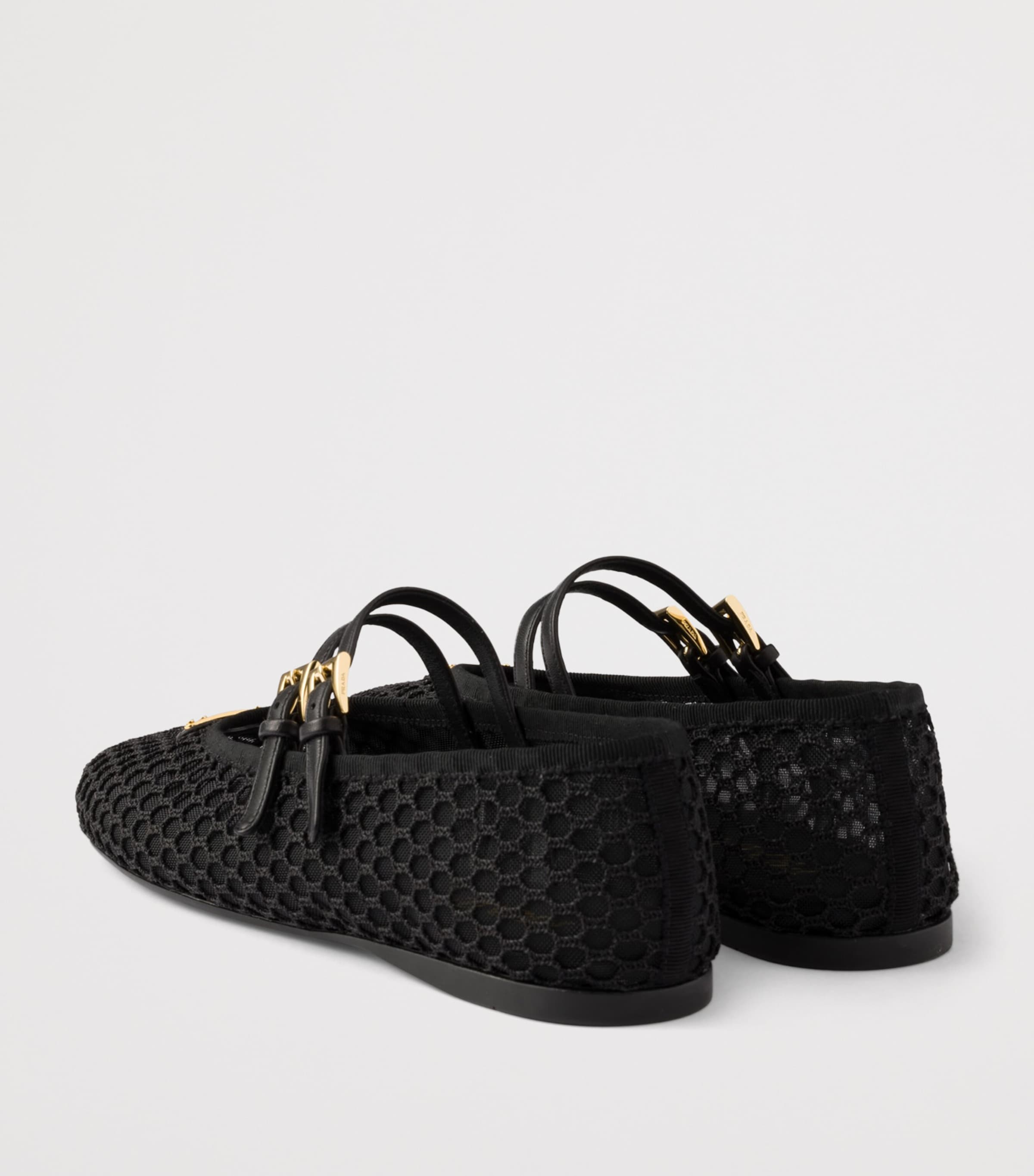 Prada Mesh Triangle Ballet Flats Black Image 4