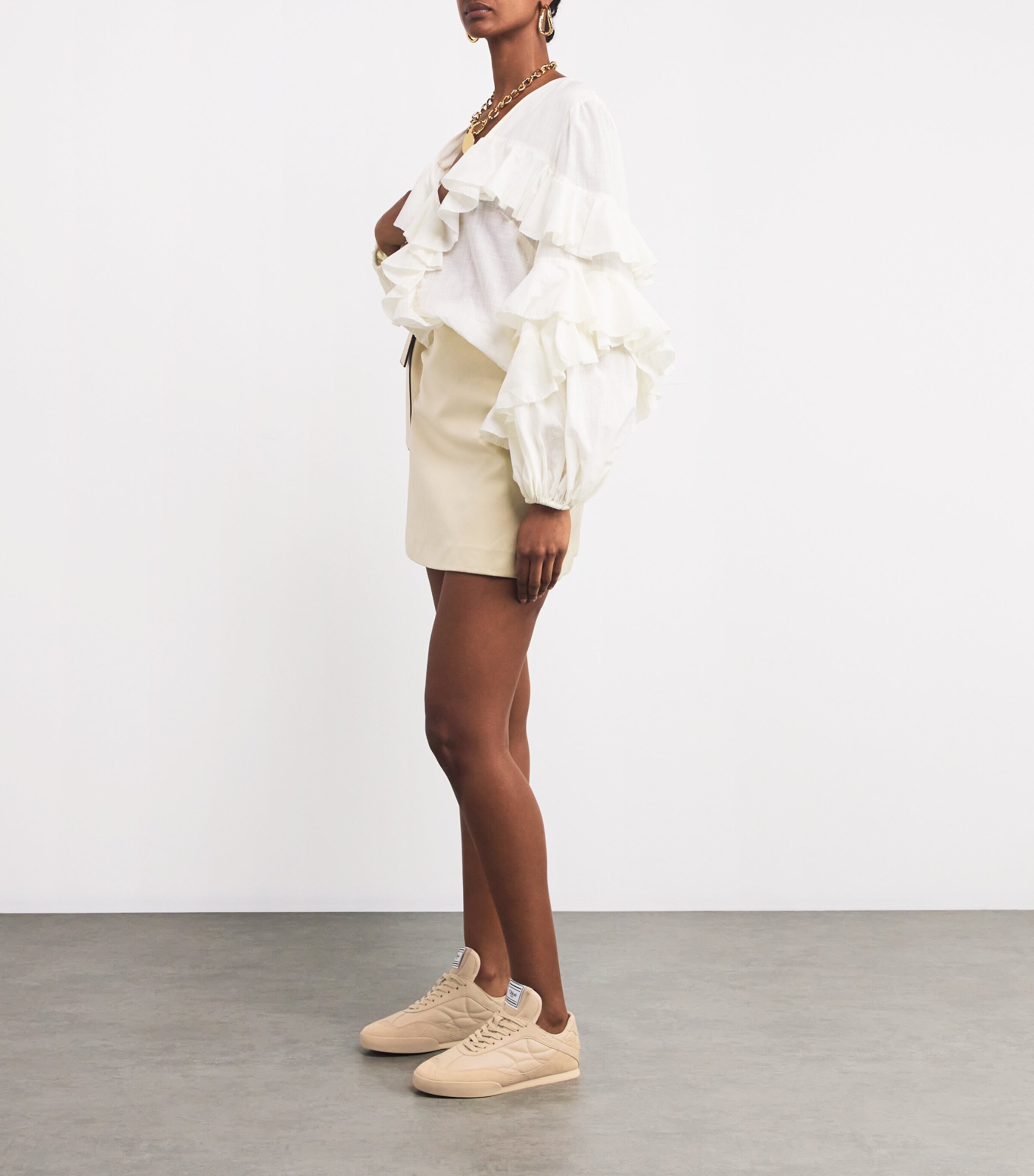 Chloé Leather Kick Low-Top Sneakers White Image 5
