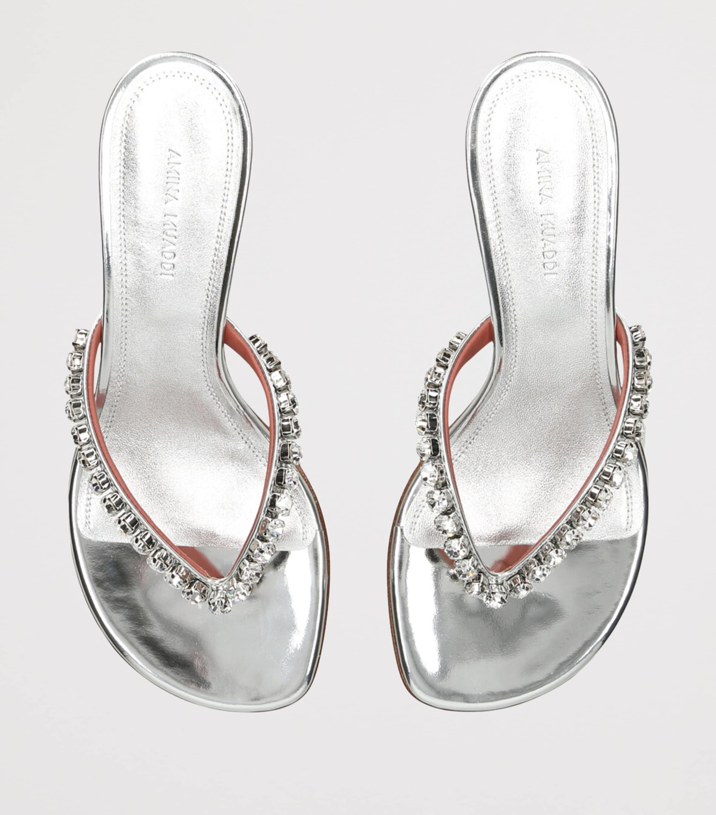 Leather Embellished Gigi Thong Sandals 45 SILVER Image 4