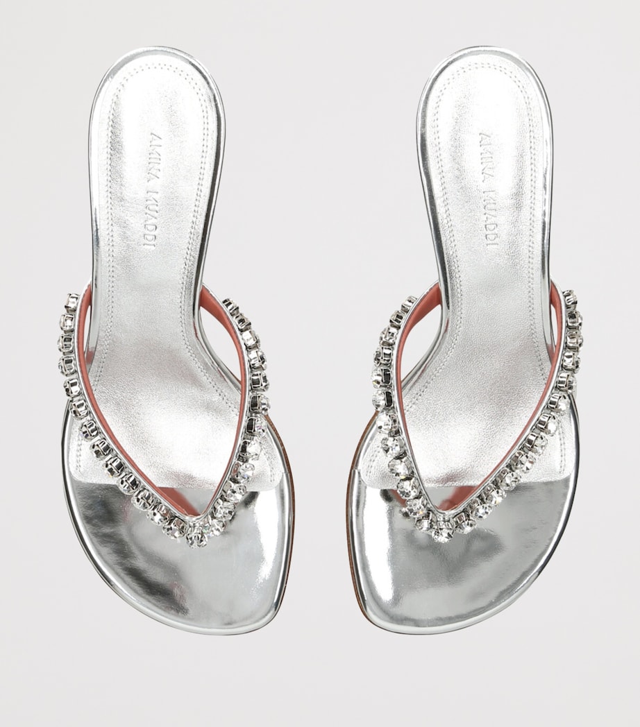 Leather Embellished Gigi Thong Sandals 45 SILVER Image 4
