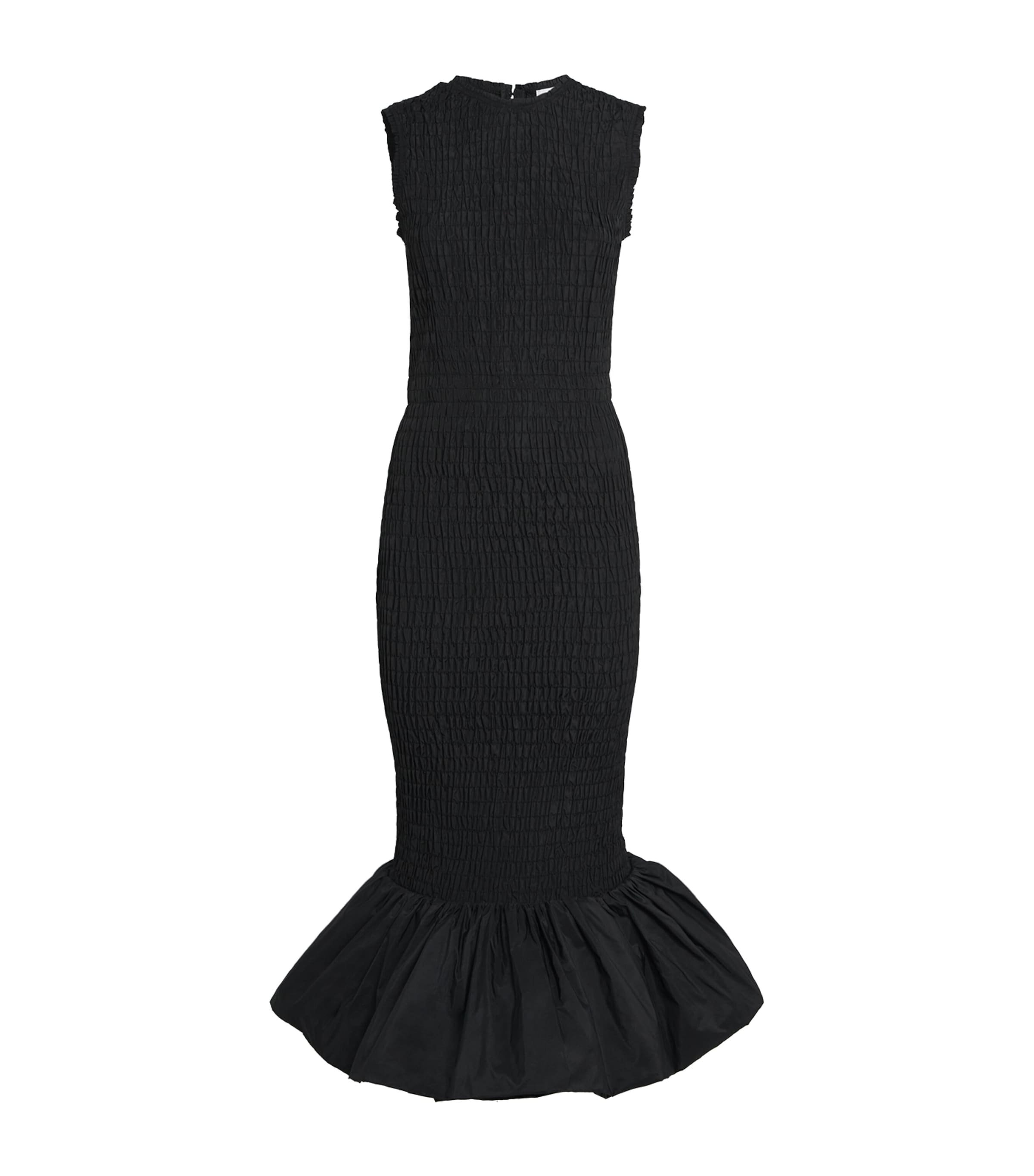 PATOU SLEEVELESS SMOCKED MIDI DRESS