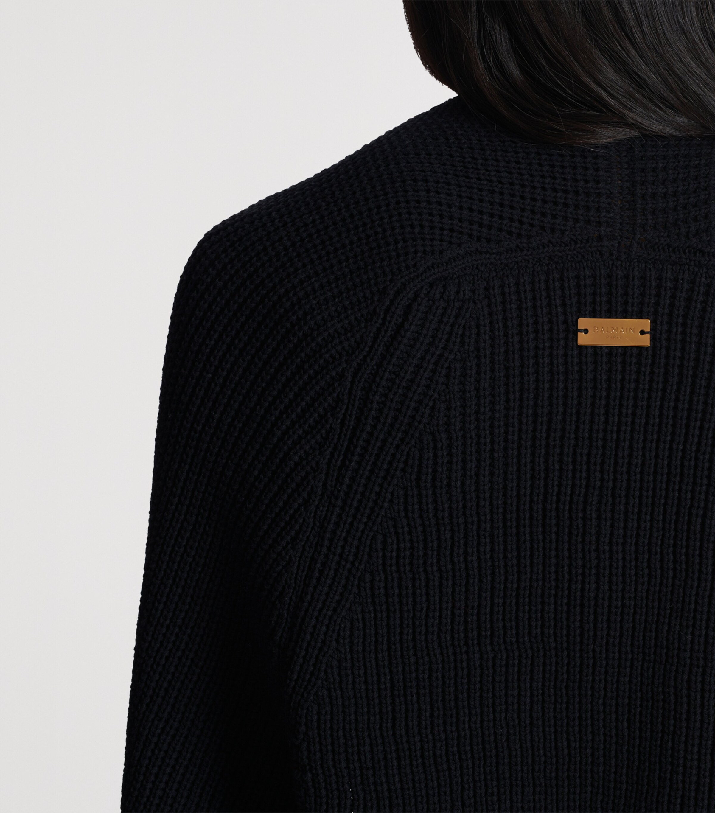 Balmain Rib-Knit Bolero Cardigan Noir Image 8