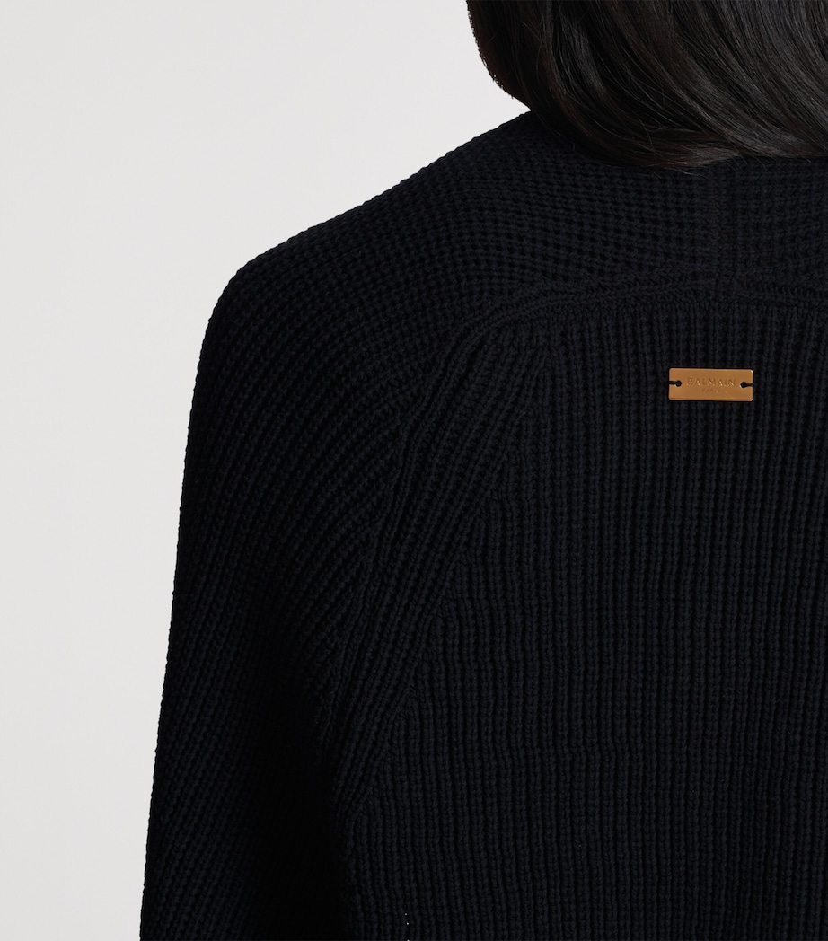 Balmain Rib-Knit Bolero Cardigan Noir Image 8