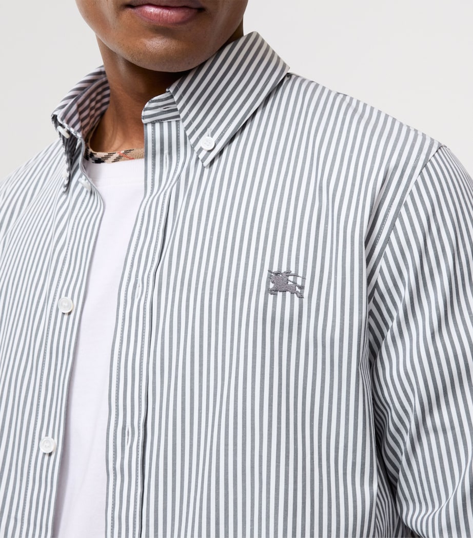 Burberry Mens Stretch-Cotton Stripe EKD Shirt Thunder Grey Stripe Image 3