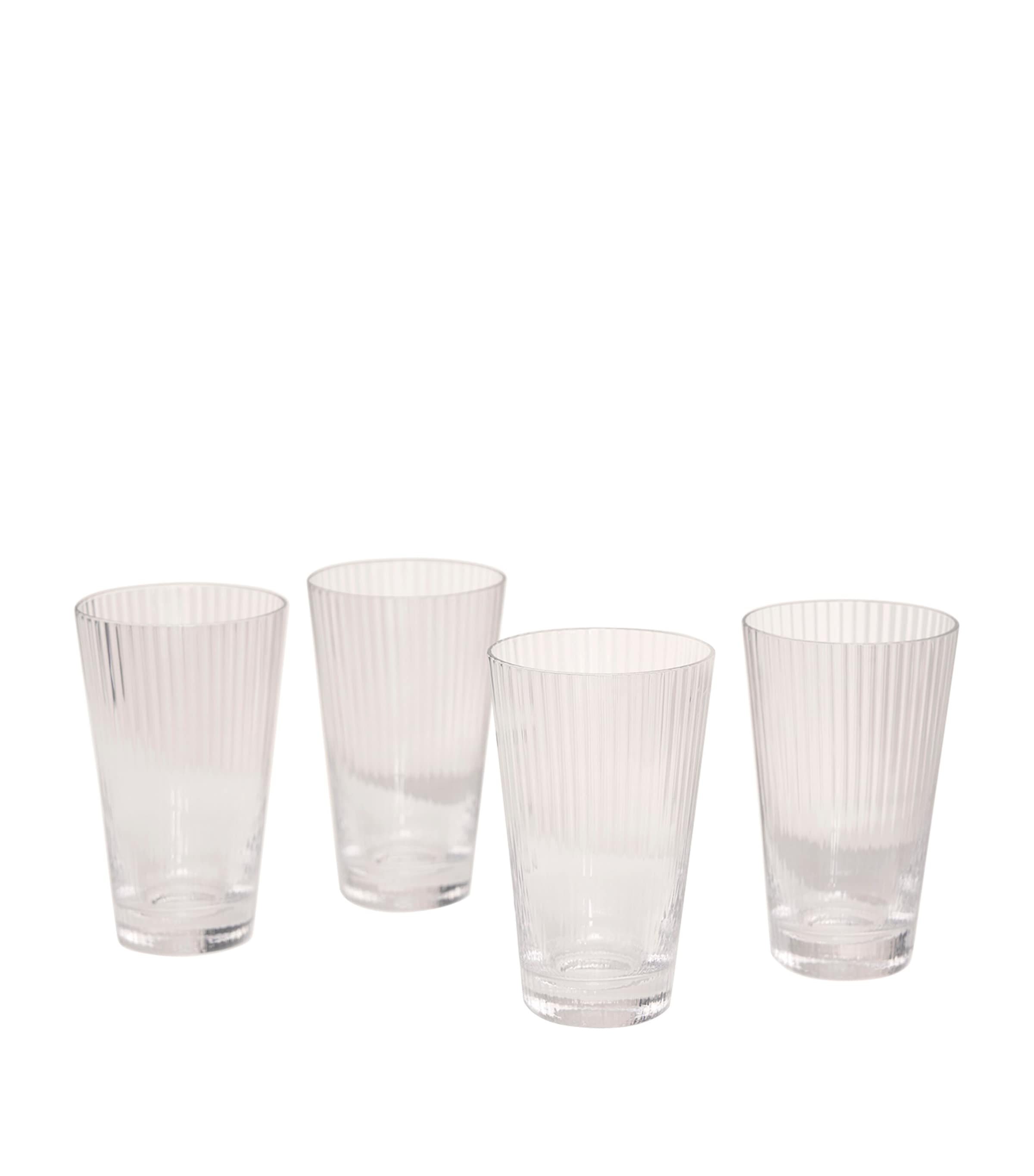 Soho Home Set Of 4 Fluted Highball Glasses In Transparent