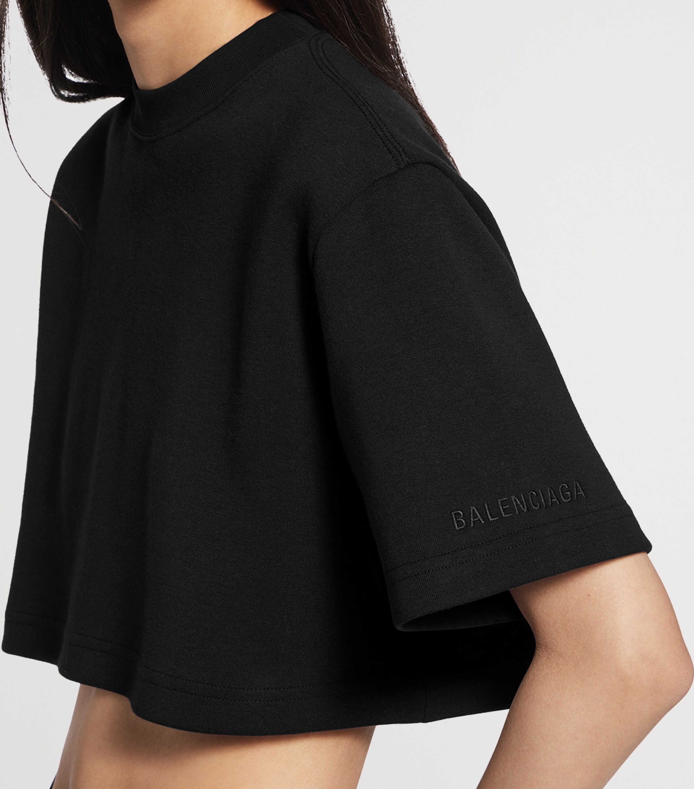 Balenciaga Womens Cotton-Blend Cropped T-Shirt Image 6