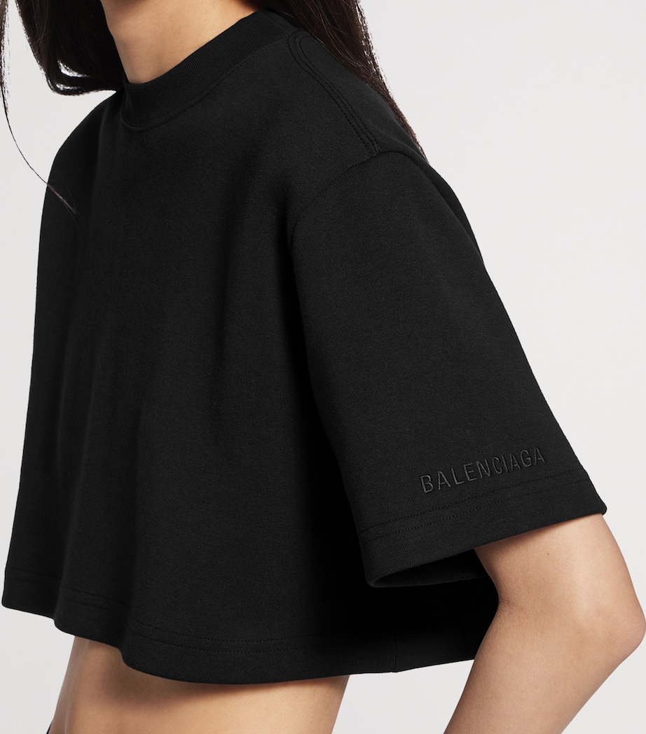 Balenciaga Womens Cotton-Blend Cropped T-Shirt Image 6